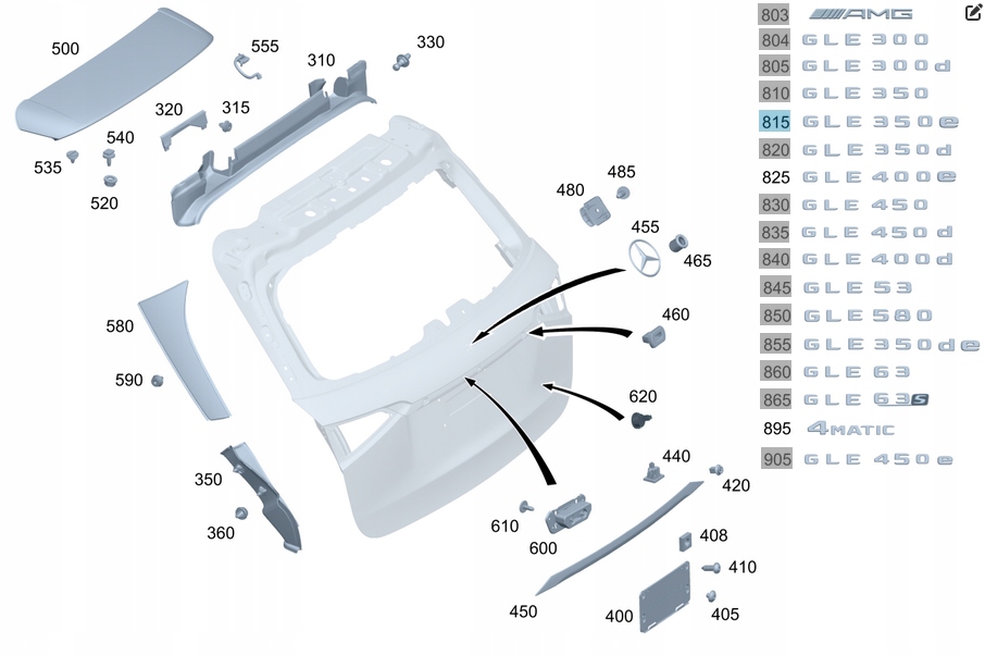 EMBLEMAT - "GLE 350e" MERCEDES Numer katalogowy części A1678170800