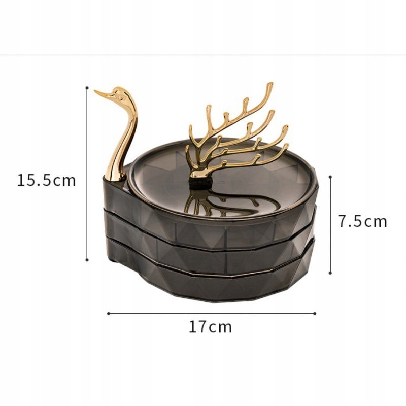 ORGANIZER NA BIŻUTERIĘ ŁABĘDŹ SZAFECZKA Z SZUFLADKAMI Wysokość 15.5 cm