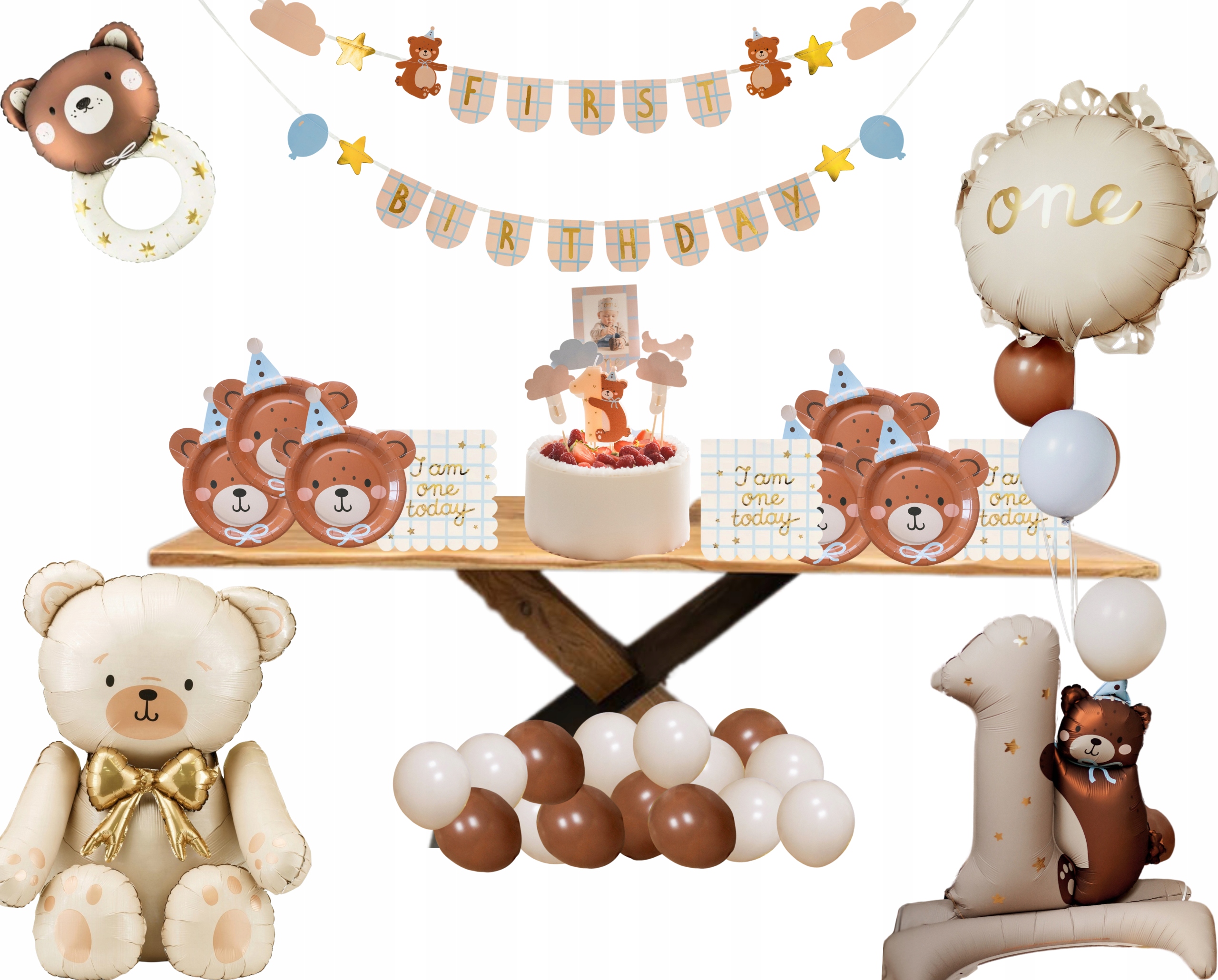 Premium Sada Na 1. Narozeniny Dítěte Medvídek Be One Sada Dekorací 55 dílků