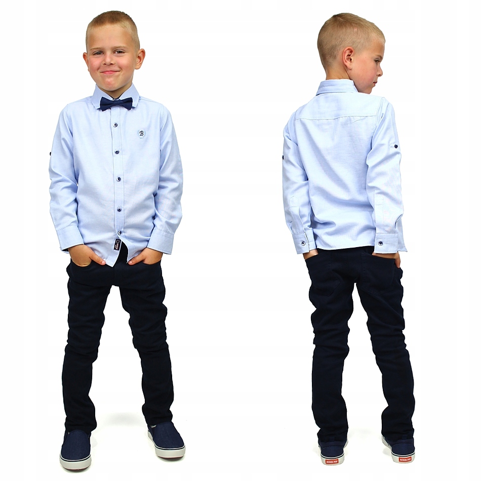 Elegancka KOSZULA Z MUCHĄ Rękaw BAWEŁNA Breeze 80 Rękaw długi rękaw