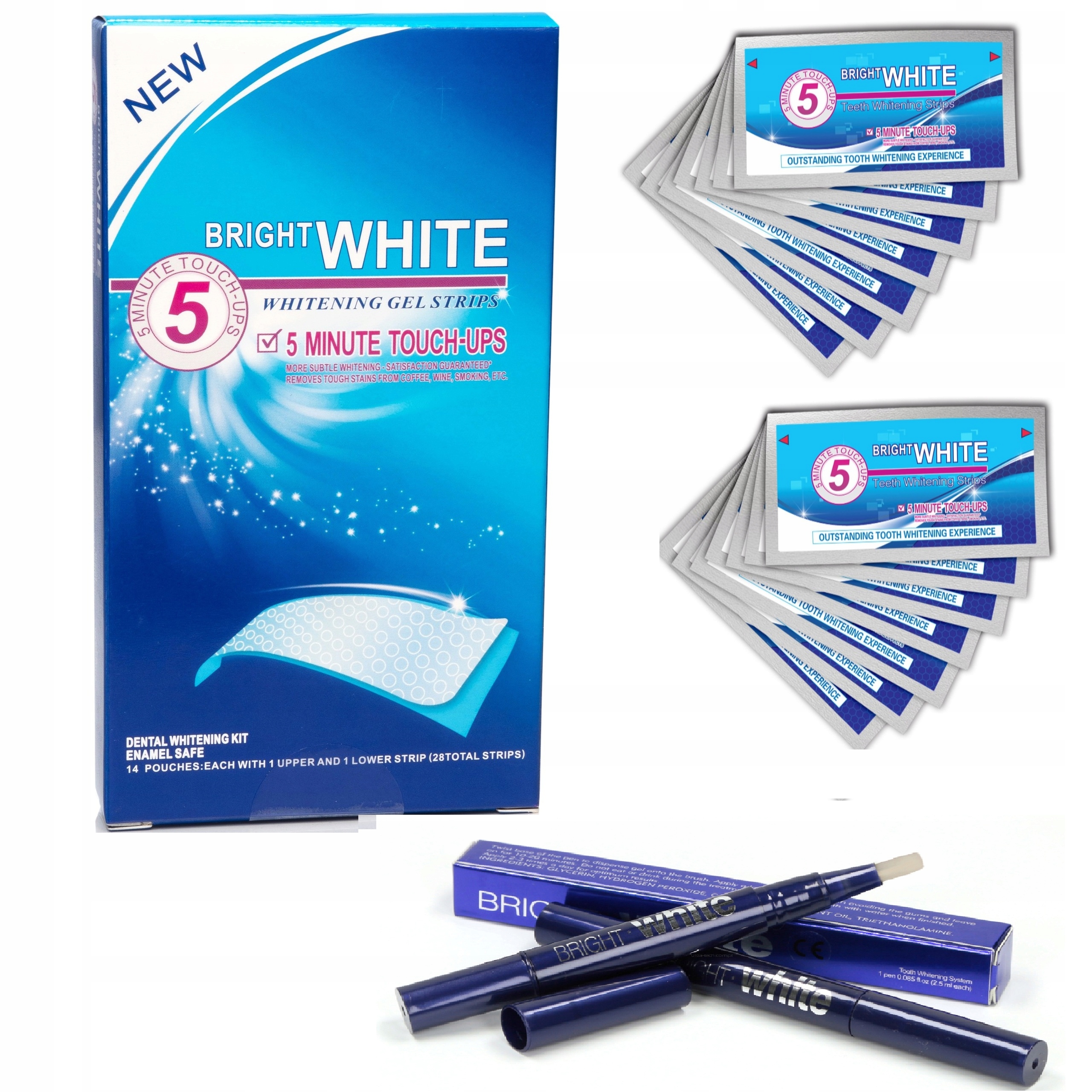 Paski Wybielające Bright White 28 szt. (14 saszetek) Żel Mocne!