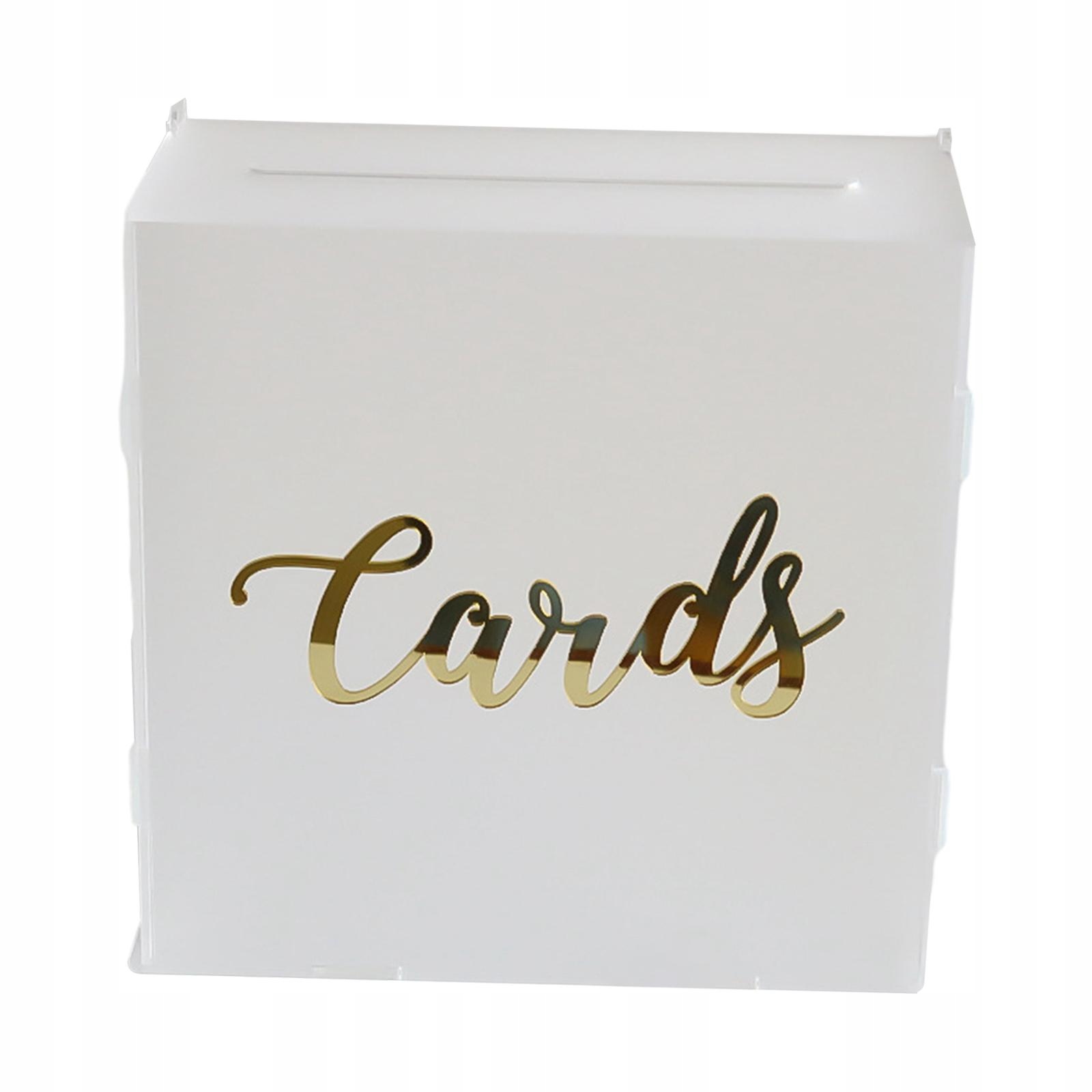 Akrylowe pudełko na karty ślubne z miejscem n Kolor dominujący bezbarwny