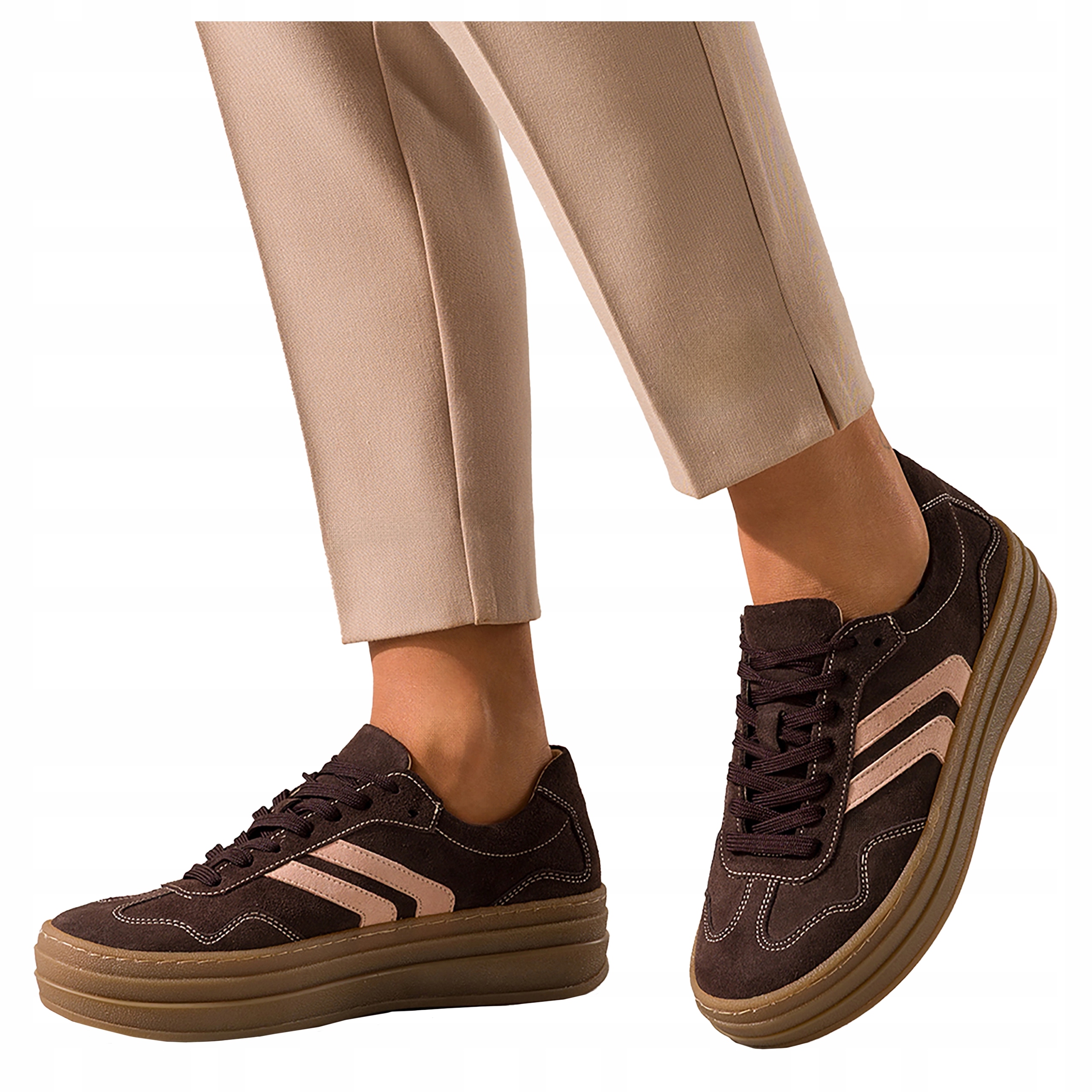 Hnědé Tenisky Dámské Kožené Pohodlné Pro Mládež Polsko Kůže vel 39