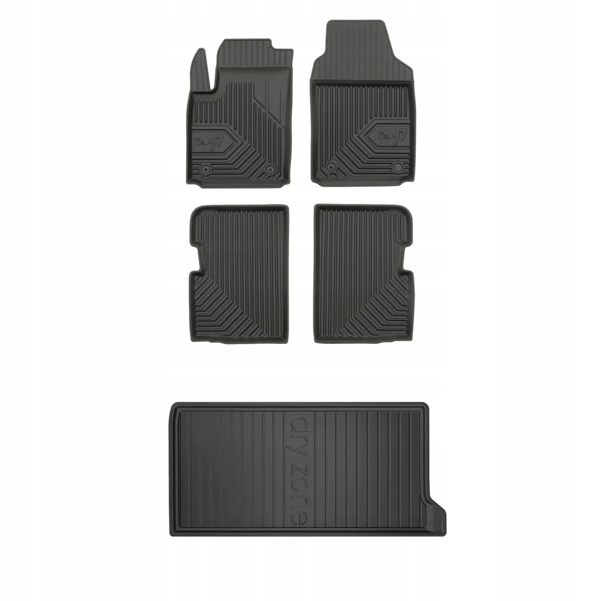 Gumová sada kobercov a rohoží Fiat 500 od roku 2007