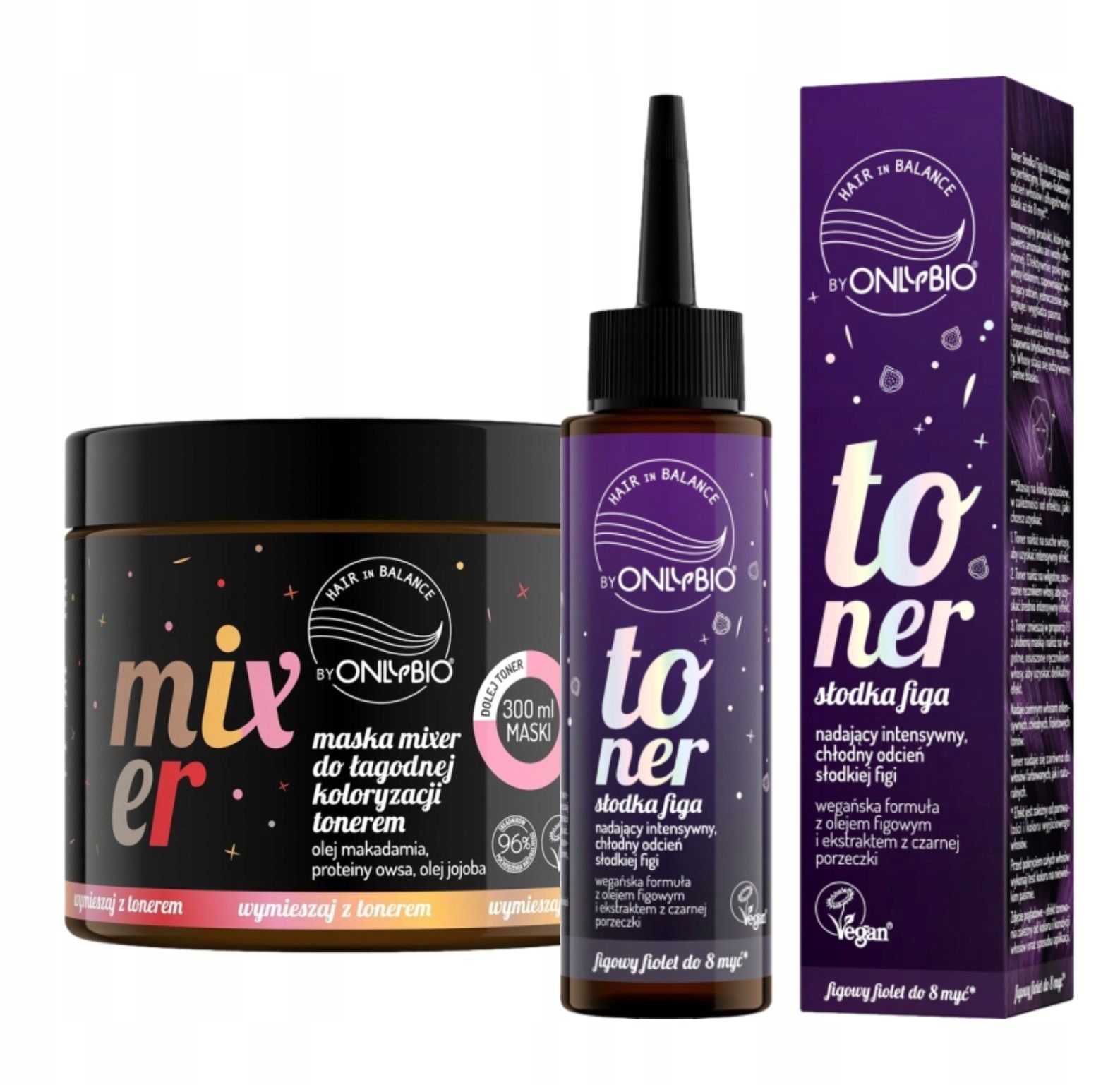 Onlybio Toner na vlasy Barva Sladká Figa Maska Mixer Set