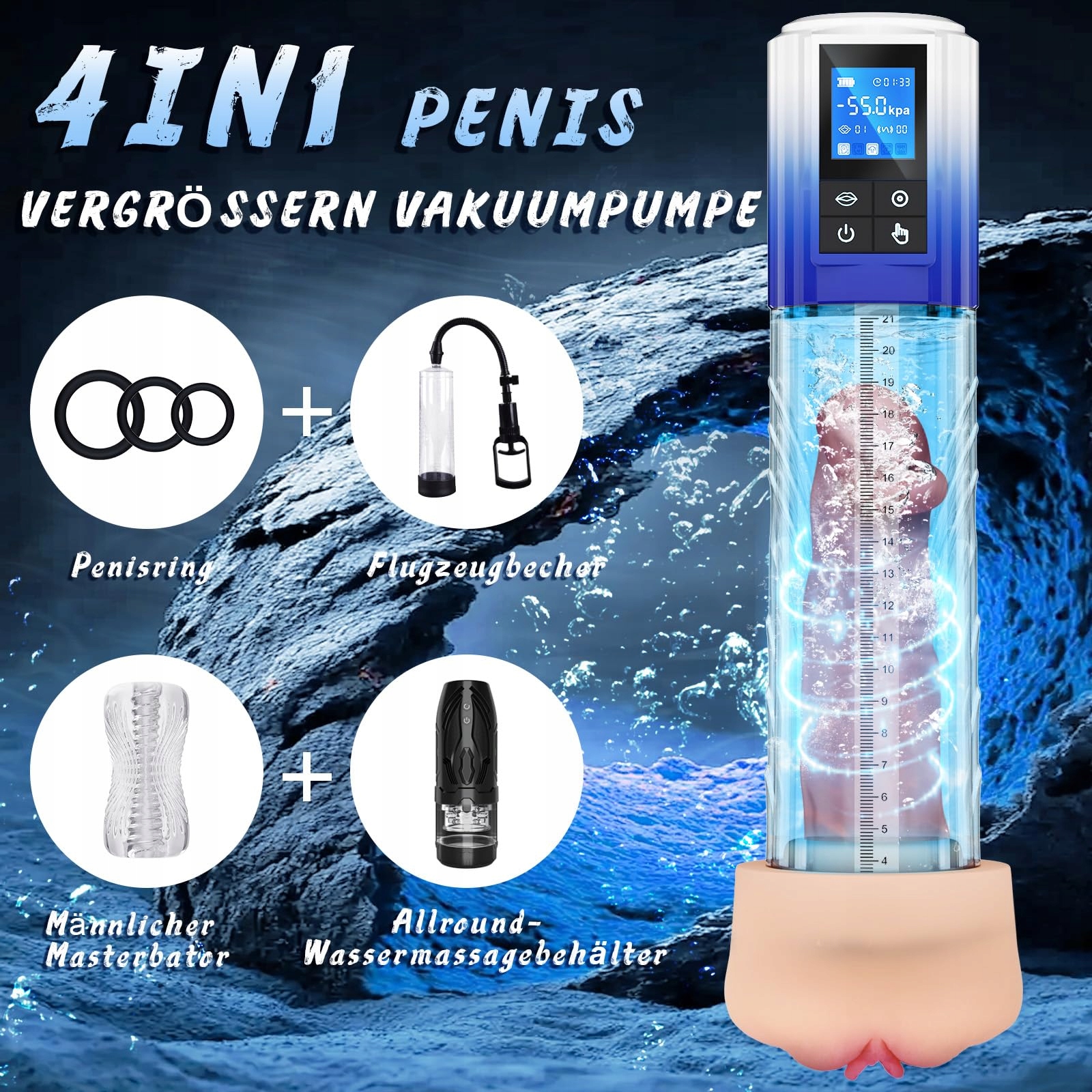 DUREX Elektryczna Pompka do Penisa Zestaw z Pierścieniem i Masturbatorem — miniatura 2
