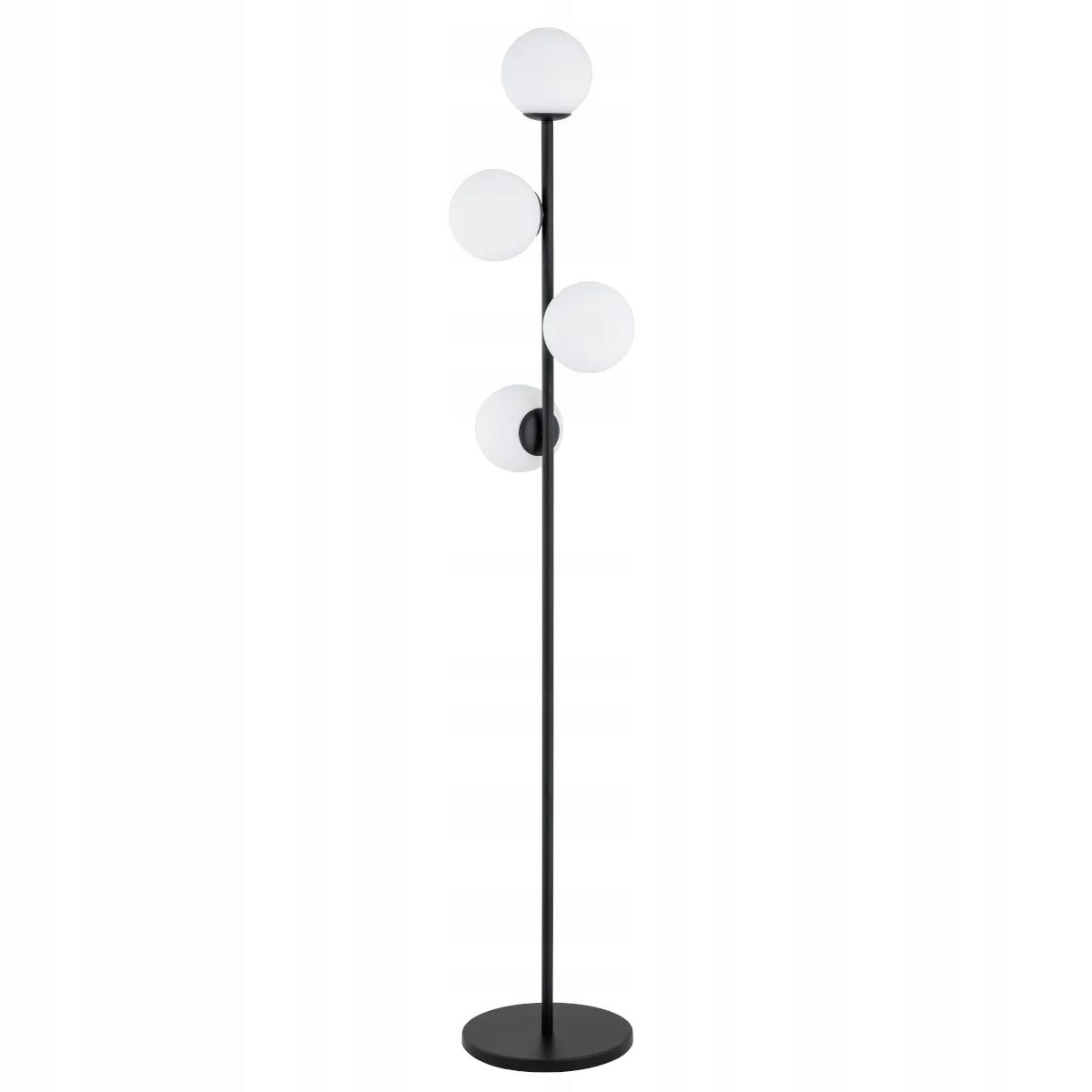 Stojací lampa na podlahu černá 4 skleněné bílé koule do obývacího pokoje 168 cm Alfa