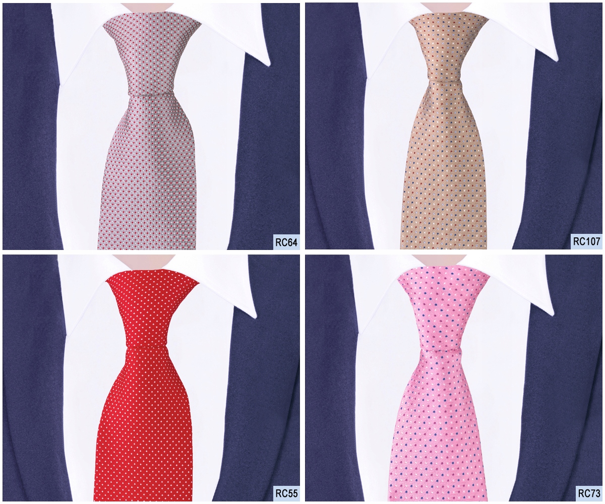 ŻAKARDOWY Krawat Męski Gładki Groszki Kropki Krata Szerokość produktu 7 cm