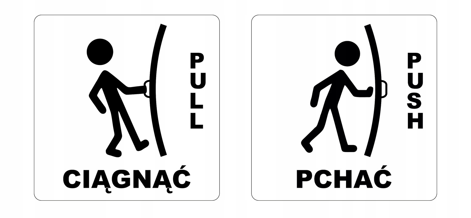 

Naklejka na drzwi Pchać Ciągnąć Biała 10x10cm