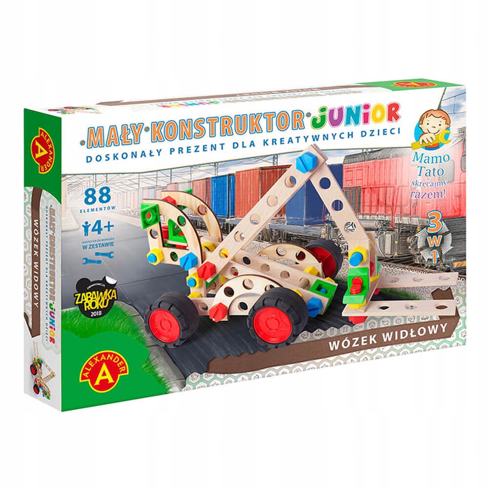 MAŁY KONSTRUKTOR JUNIOR 3W1 WÓZEK WIDŁOWY KREATYWN
