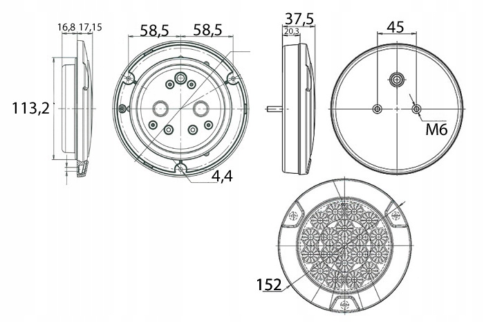 Светодиодная противотуманная фара W141 1082