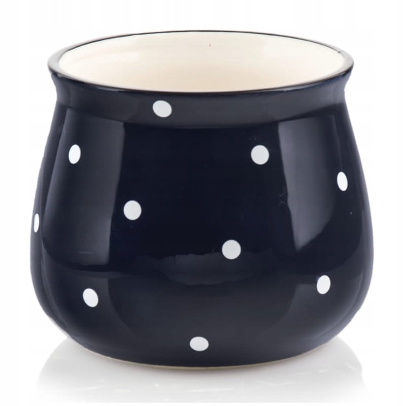 

Osłonka doniczka granatowa w białe grochy 13 cm