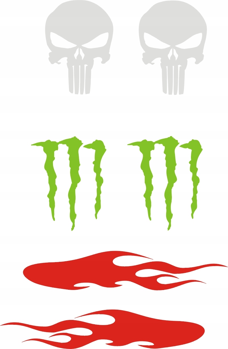 Punisher Monster Ogień Naklejki 13-1 RÓŻNE KOLORY