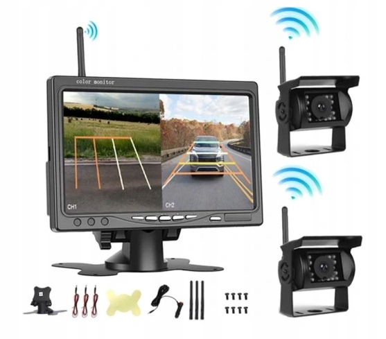 7-PALCOVÝ Monitor 2X Wifi Cúvacia Kamera Bus Tir Fhd 1080P Do 100 Metrov