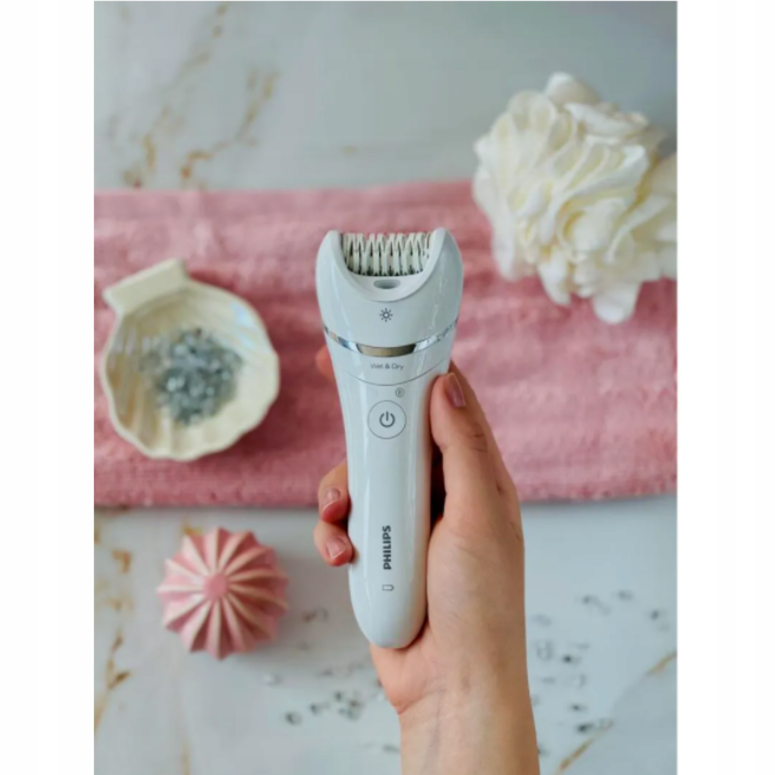 DEPILATOR DAMSKI PHILIPS BRE710 + GOLARKA + ETUI Zasilanie akumulatorowe