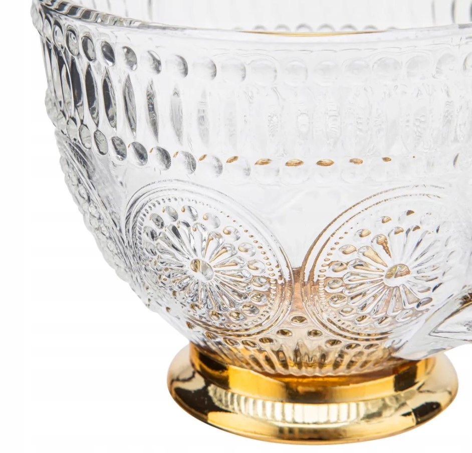 ZESTAW 6x SZKLANKI DO KAWY HERBATY FILIŻANKI DUŻE 430ML DAISY ZŁOTA STOPKA Linia Daisy