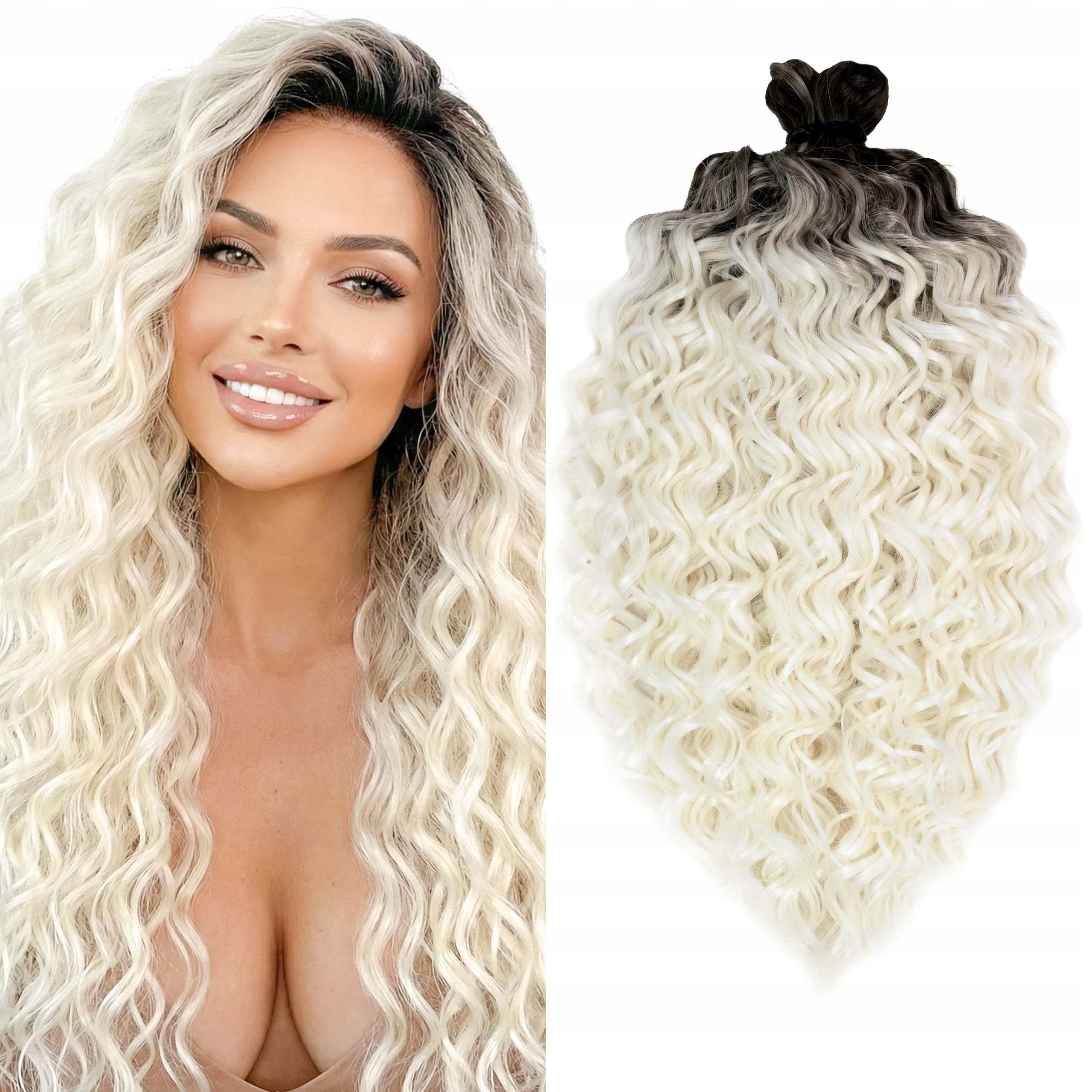 Włosy syntetyczne fale Afroloki Jessica Pro 20" 50cm 300g jasny blond ombre