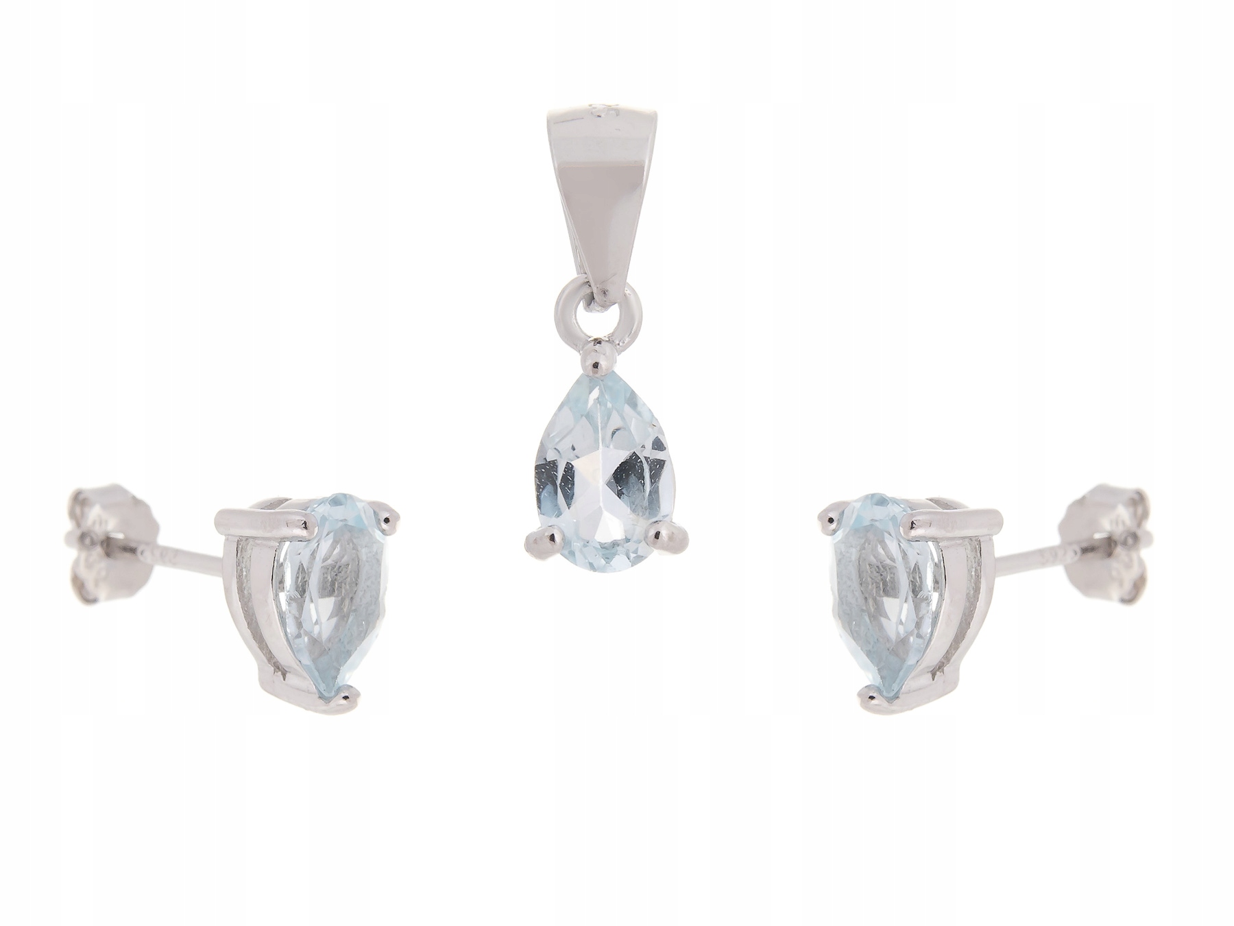 Stříbrný Rhodiovaný Komplet Sky Blue Topaz Přírodní Dárek