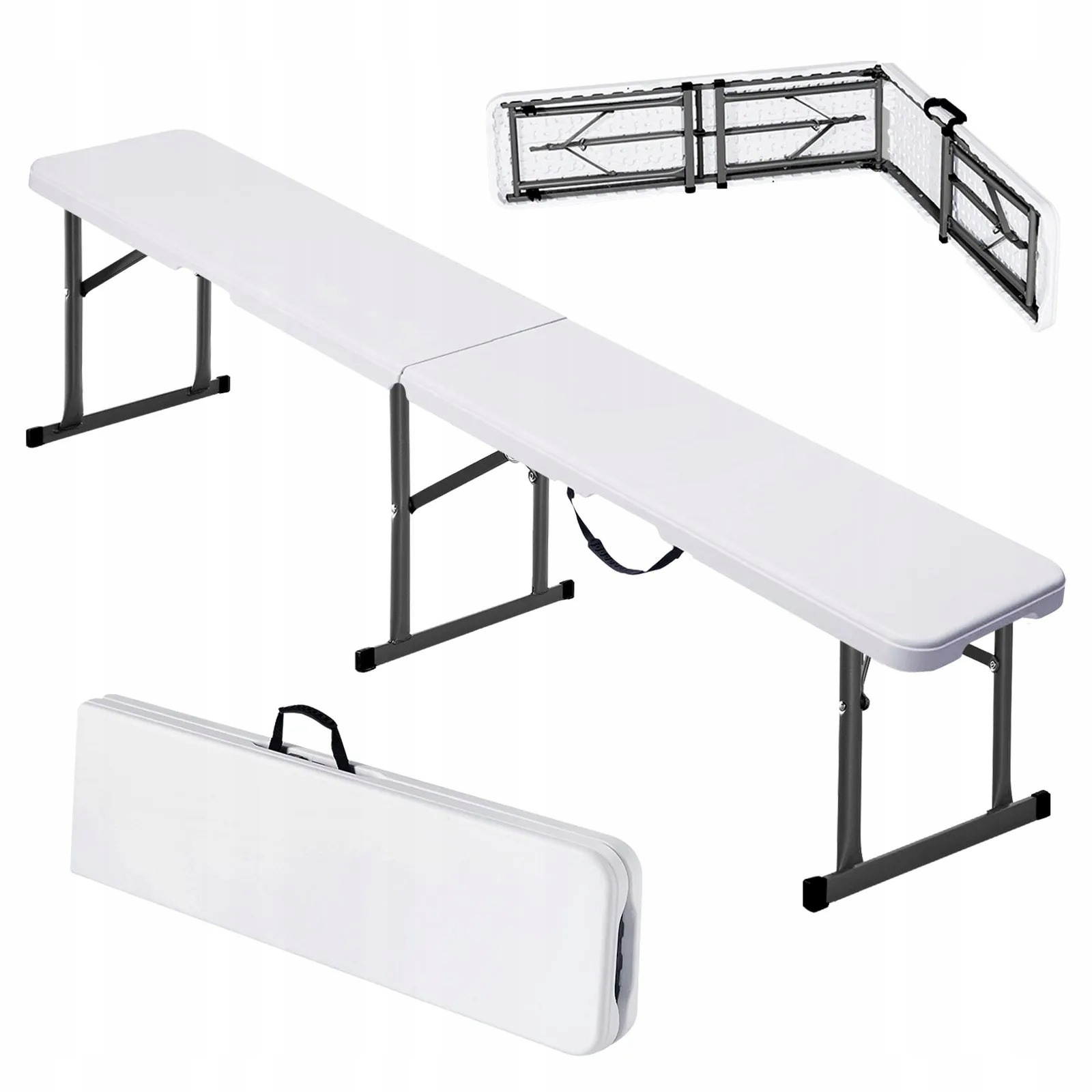 Zahradní cateringová lavice skládací do kufru 180 cm Hdpe silná bílá