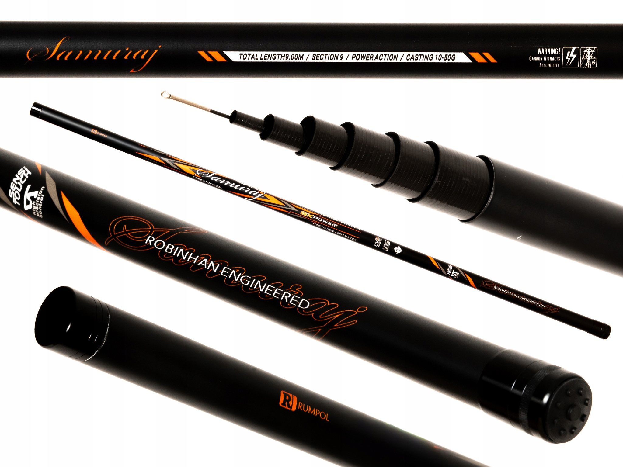 Prut Rumpol Prut Tyč Samuraj 900 CM 10-50 G Lehký Teleskopický Silný