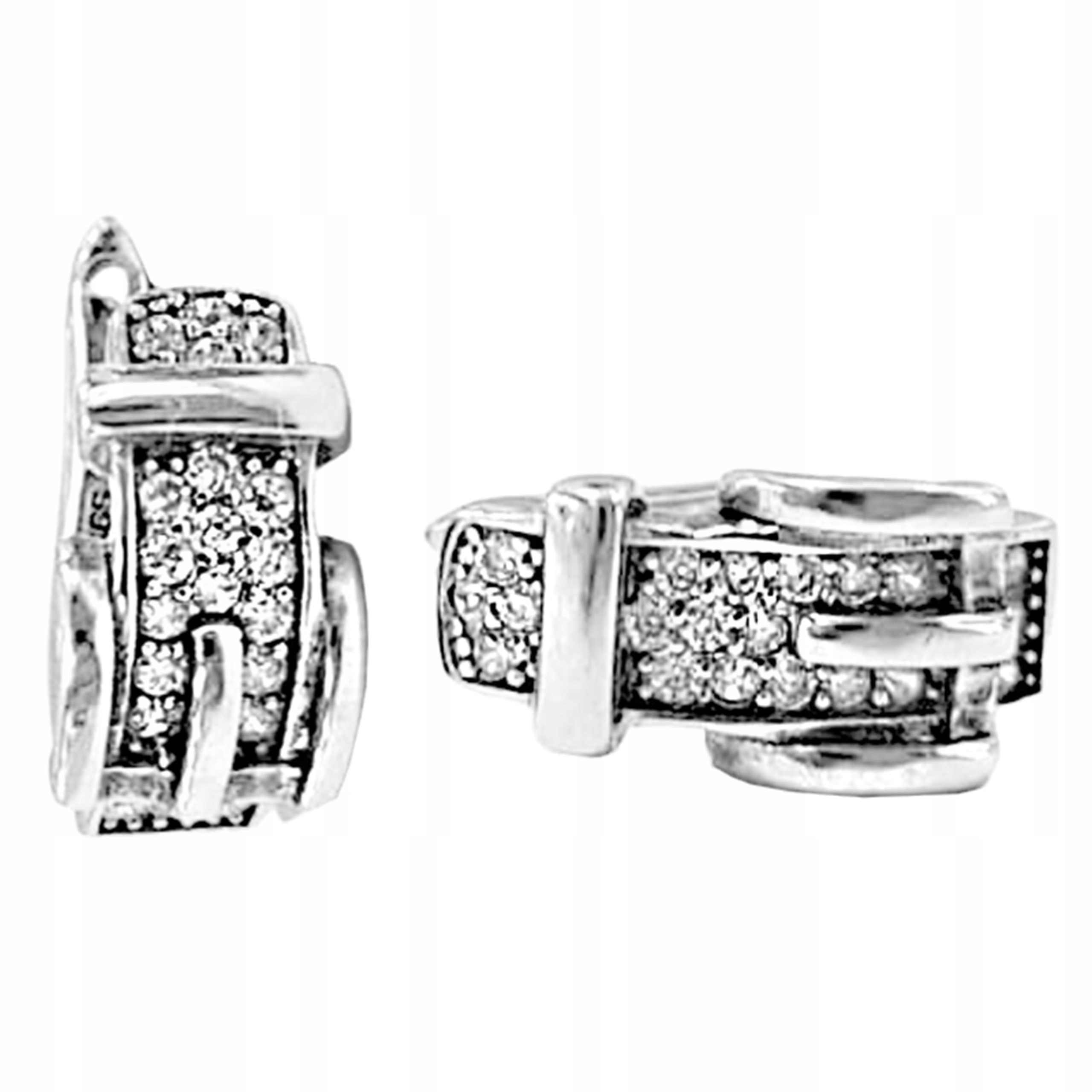 Stříbrné náušnice 925, pásek s přezkou, zdobený zirkony jako dárek