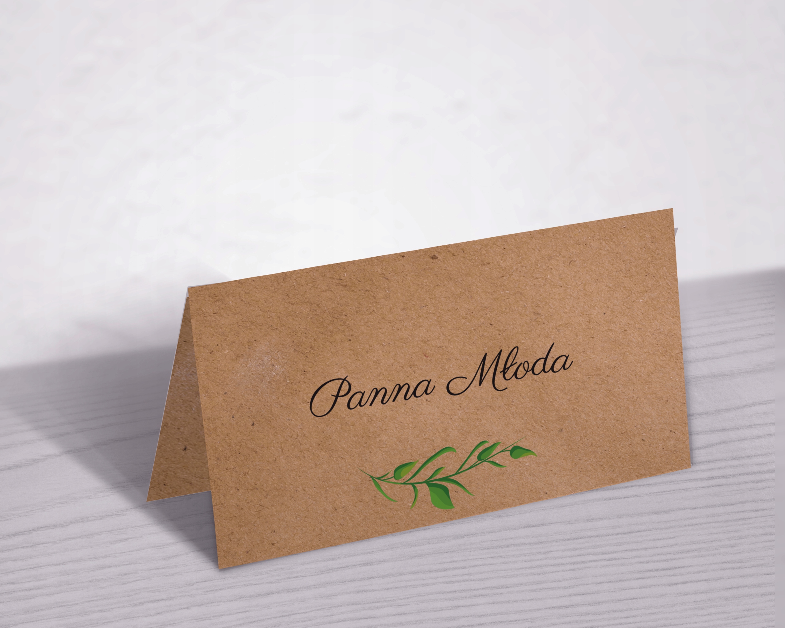 Menu weselne, papier eko, kwiaty, liście Kolor dominujący inny