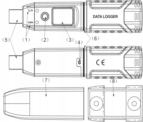 REJESTRATOR TEMPERATURY WILGOTNOŚCI HIGROMETR USB PROGRAM PC XLS DATA LOGER Waga produktu z opakowaniem jednostkowym 0.2 kg