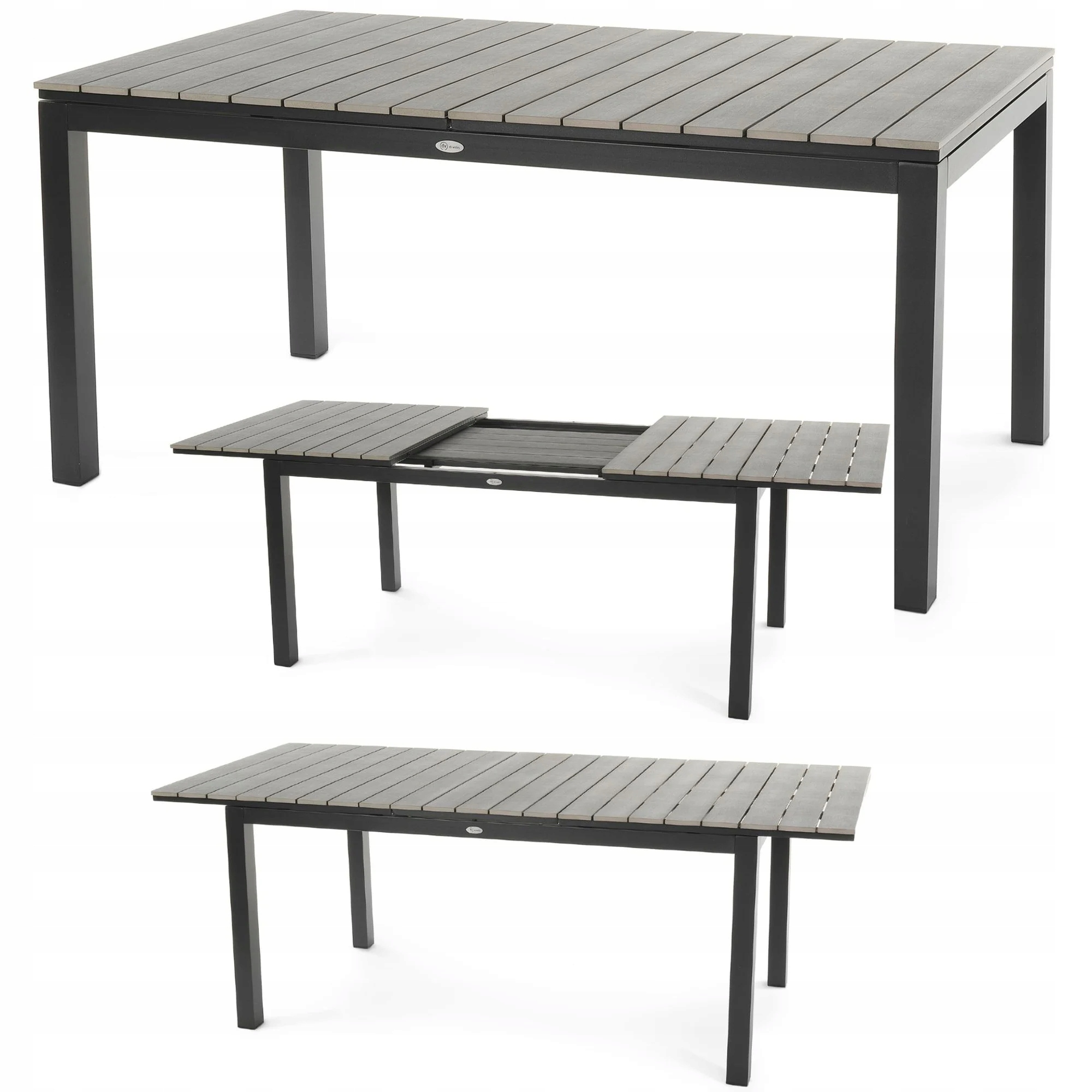 Stół ogrodowy aluminiowy rozkładany 160-210cm duży blat z polywood 8 osób