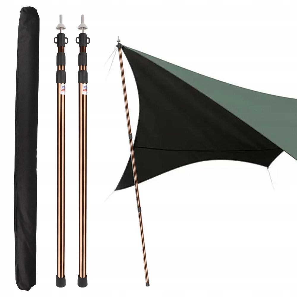 Teleskopický 2ks Set Stožárů Do Stanu Hnědý nastavitelný 90cm-230cm