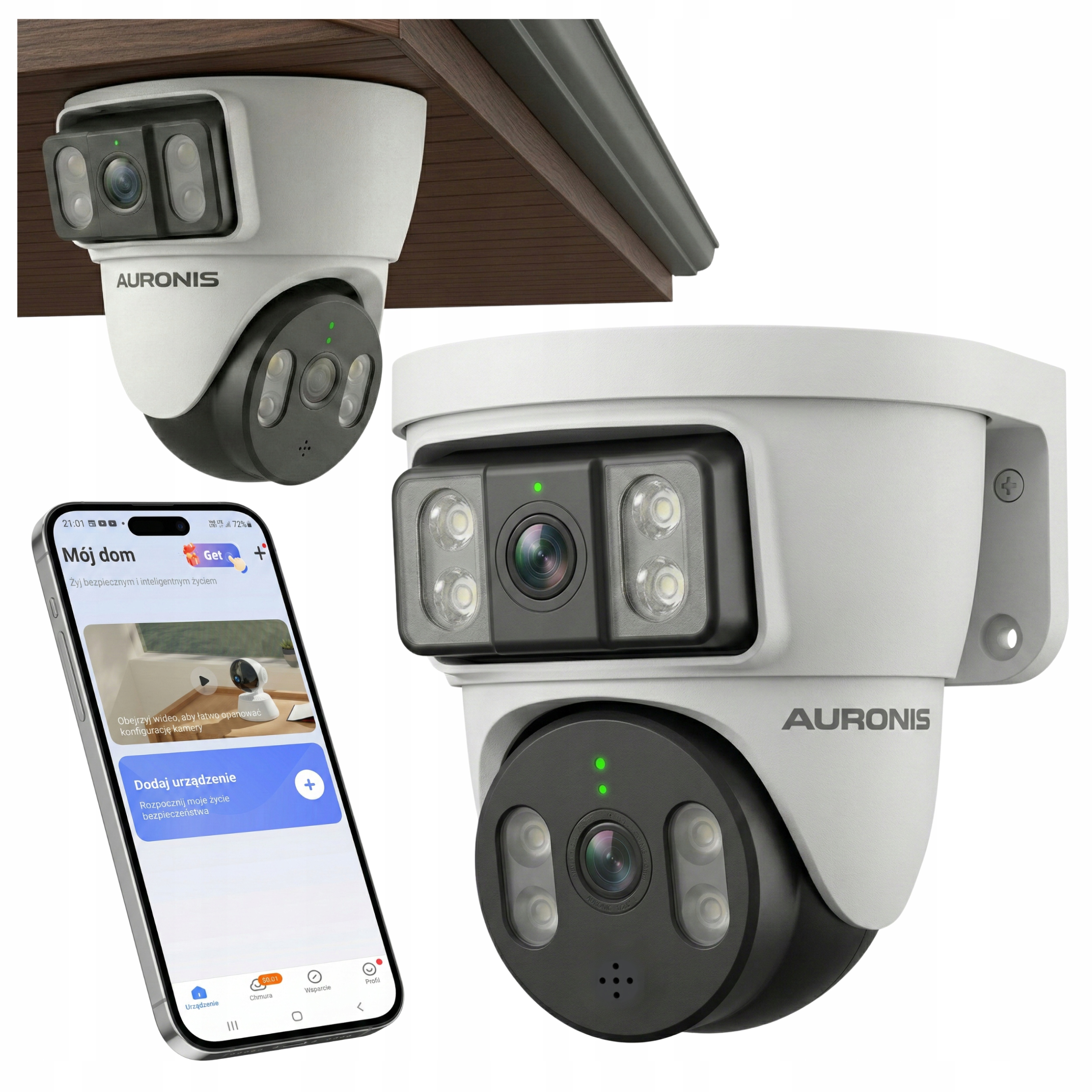 KAMERA ZEWNĘTRZNA WIFI OBROTOWA PODWÓJNA 6MP DETEKCJA - 2 SPOSOBY MONTAŻU