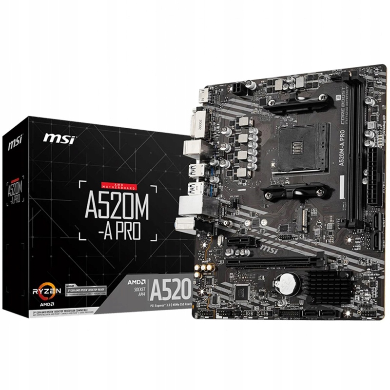 Płyta główna Msi A520M-A Pro Micro Atx Amd AM4 DDR4 M.2 NVMe Usb 3.2-Zdjęcie-0