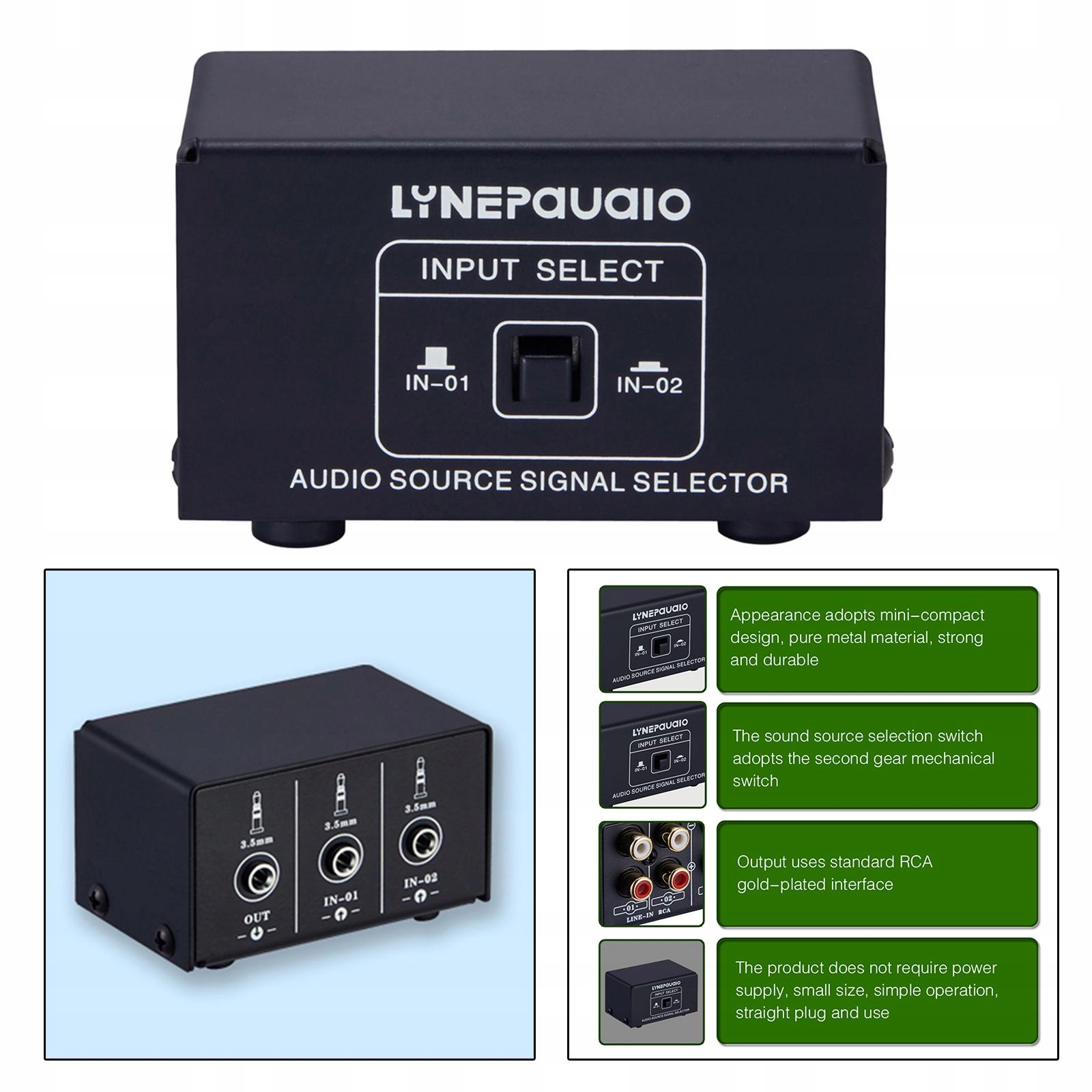 2 w 1 1 w Selektor sygnału źródła dźwięku 3,5 mm Typ telewizora LCD