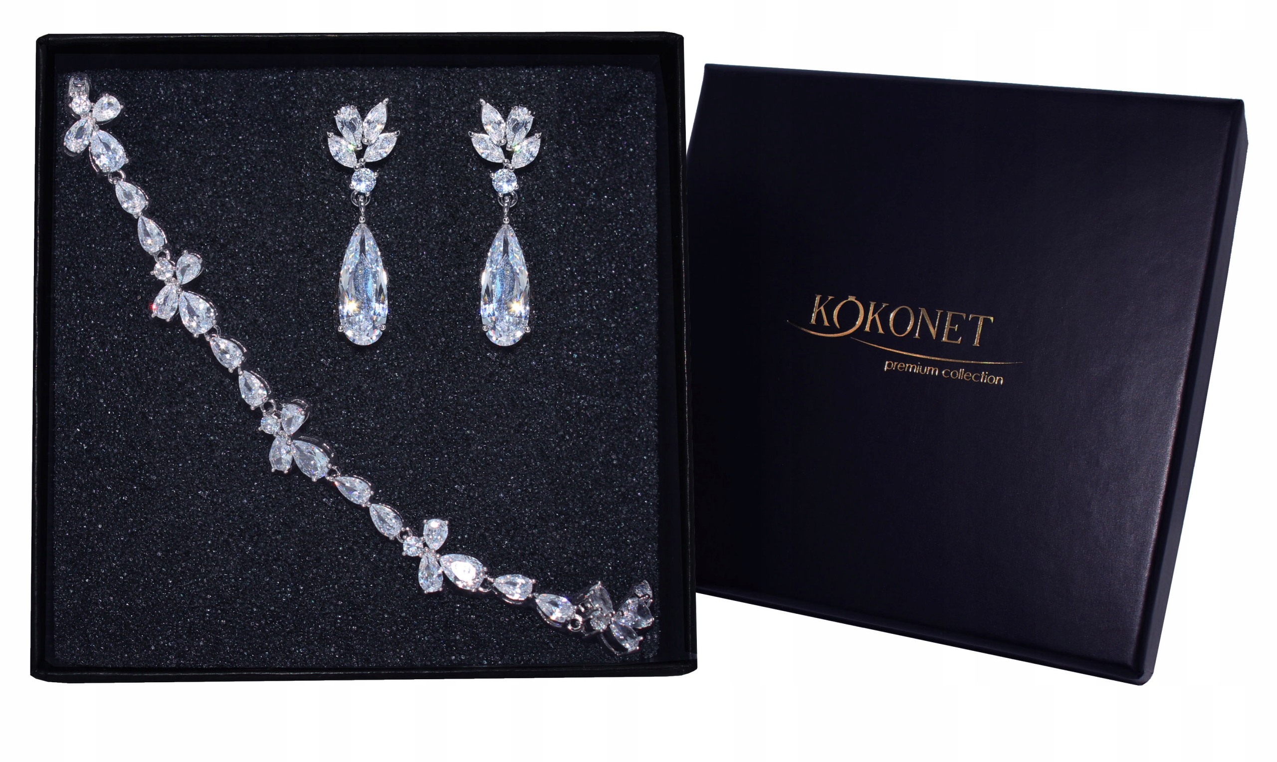 Sada náušnice náramku, nastavitelné Stříbro pro boho glamour nevěstu