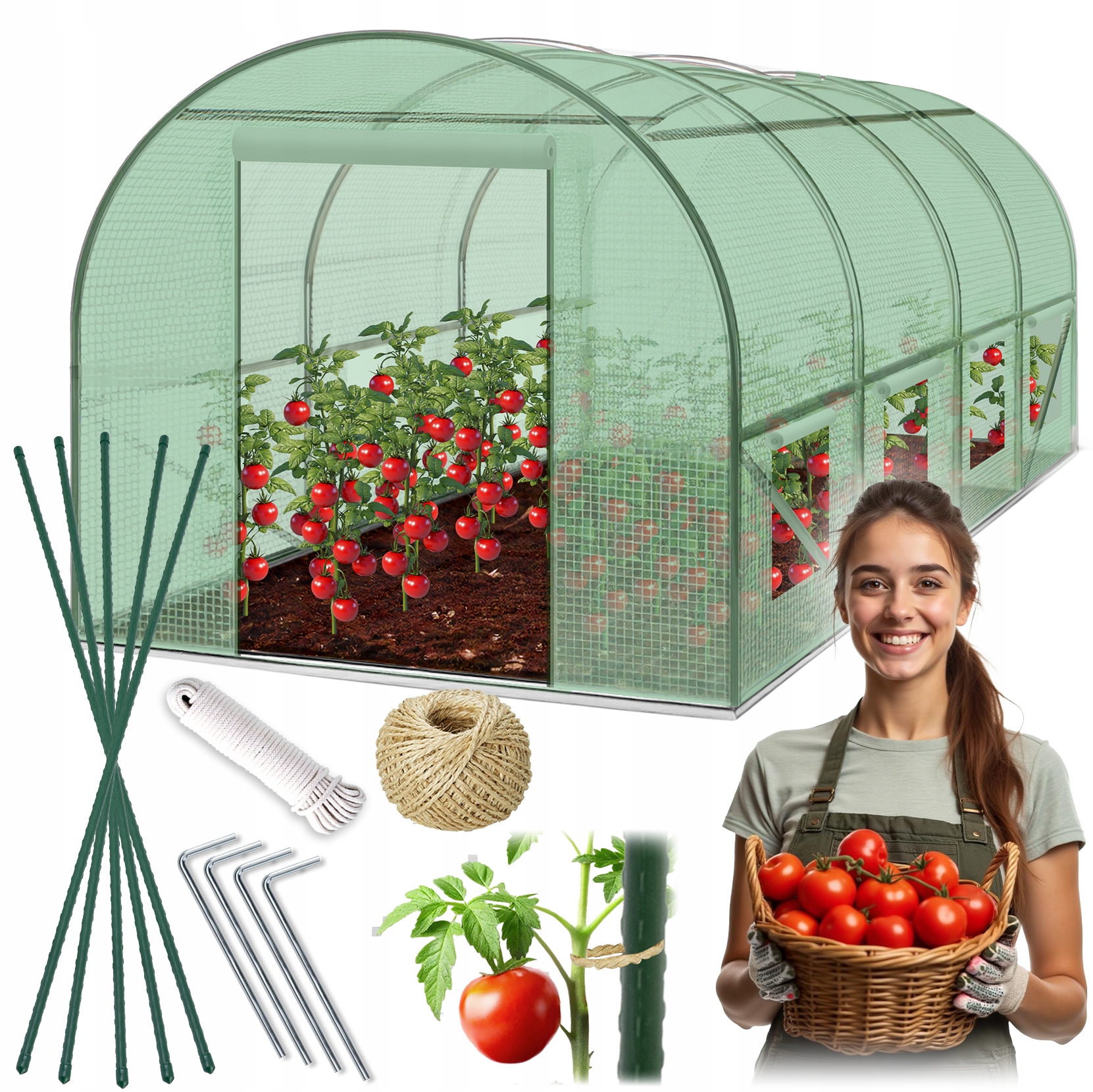 Tunel Foliowy Ogrodowy Szklarnia 2,5x4 Foliak 10m2 Podwójne Drzwi 25x0,7 mm