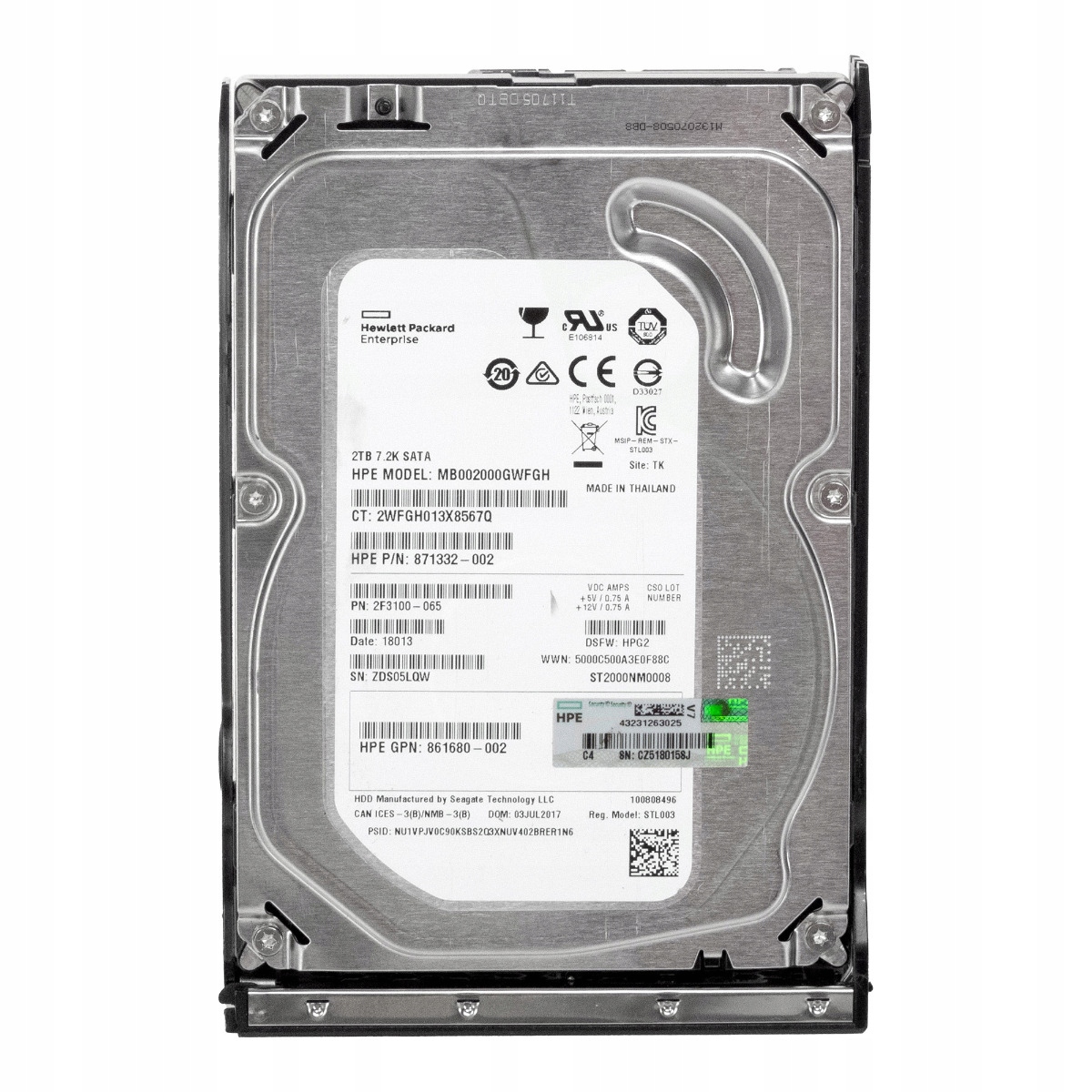 Hp 871332-002 862132-001 2TB 7.2K 128MB Sata III 3.5'' MB002000GWFGH