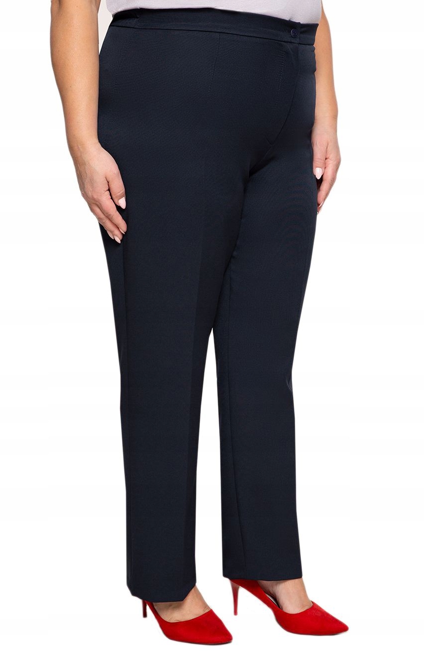 Elegantní modré kalhoty s výstřihem 64