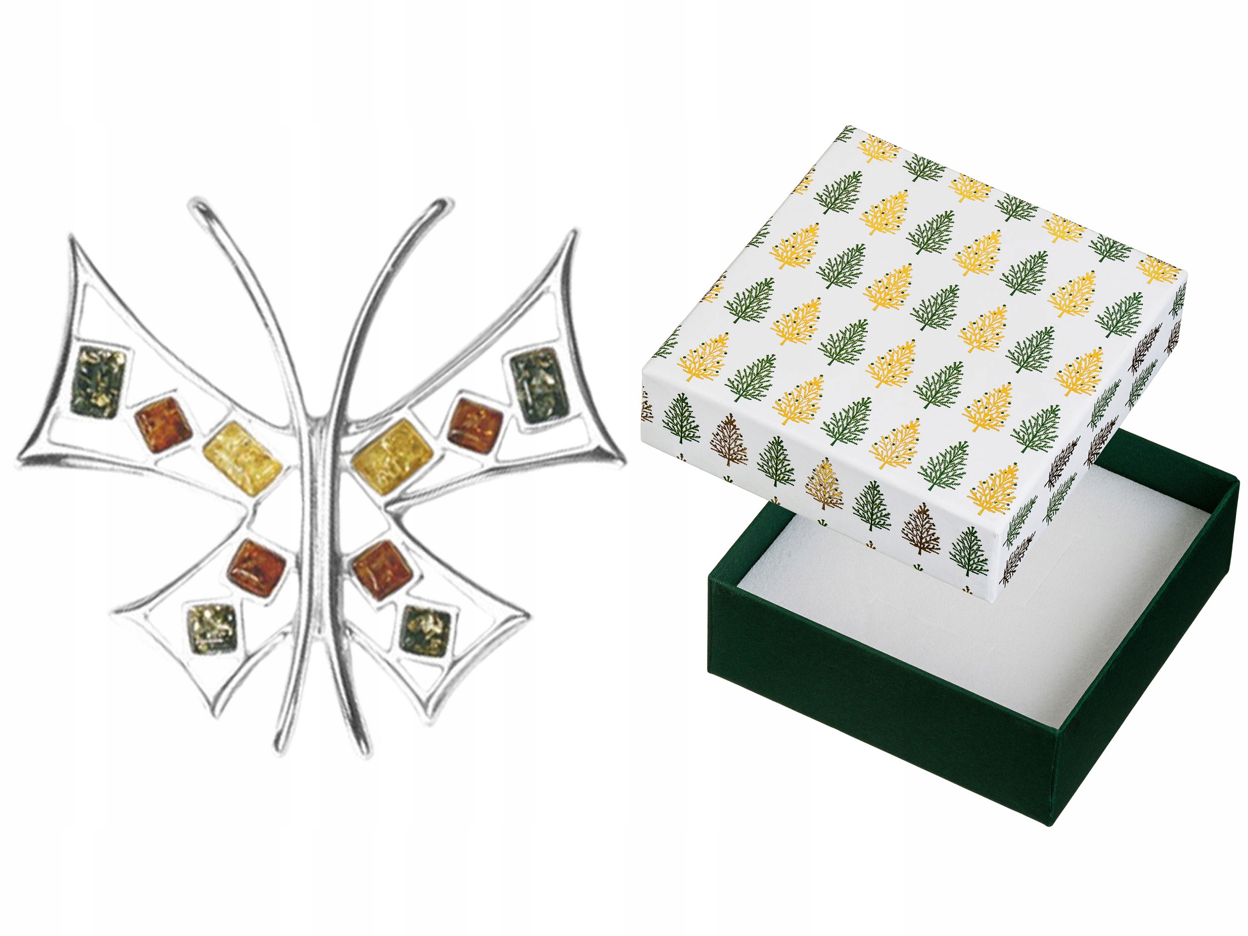 Velký přívěsek Stříbrný motýl s jantarem Barevný přívěsek Stříbrný Velký 5 cm