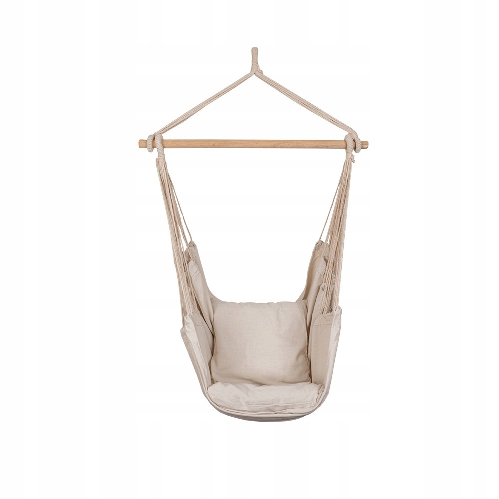 Houpací síť Křeslo béžové 130x100 s dřevěnou příčkou Havana