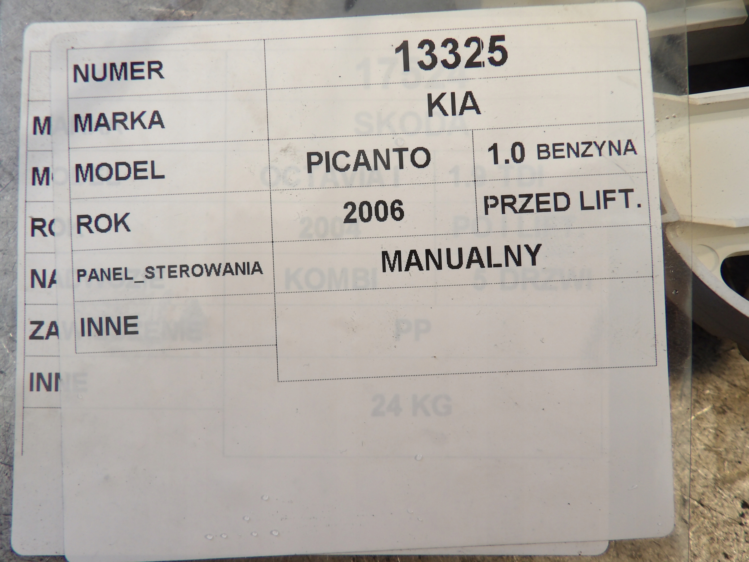 Kia Picanto panel klími, klimatizaci U134EL