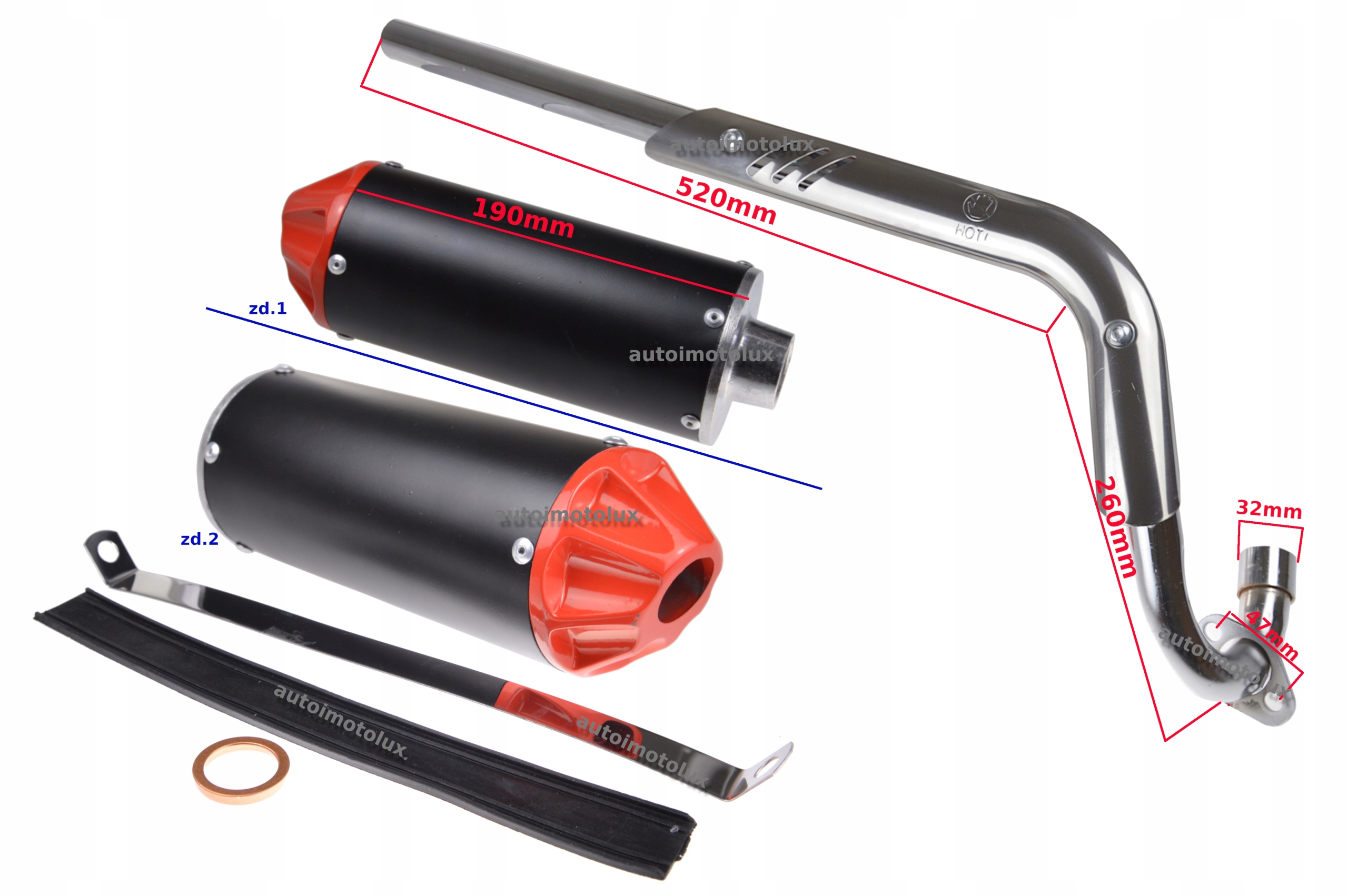 TŁUMIK WYDECH CROSS 4T 110 125 140 PIT BIKE MRF Producent inny