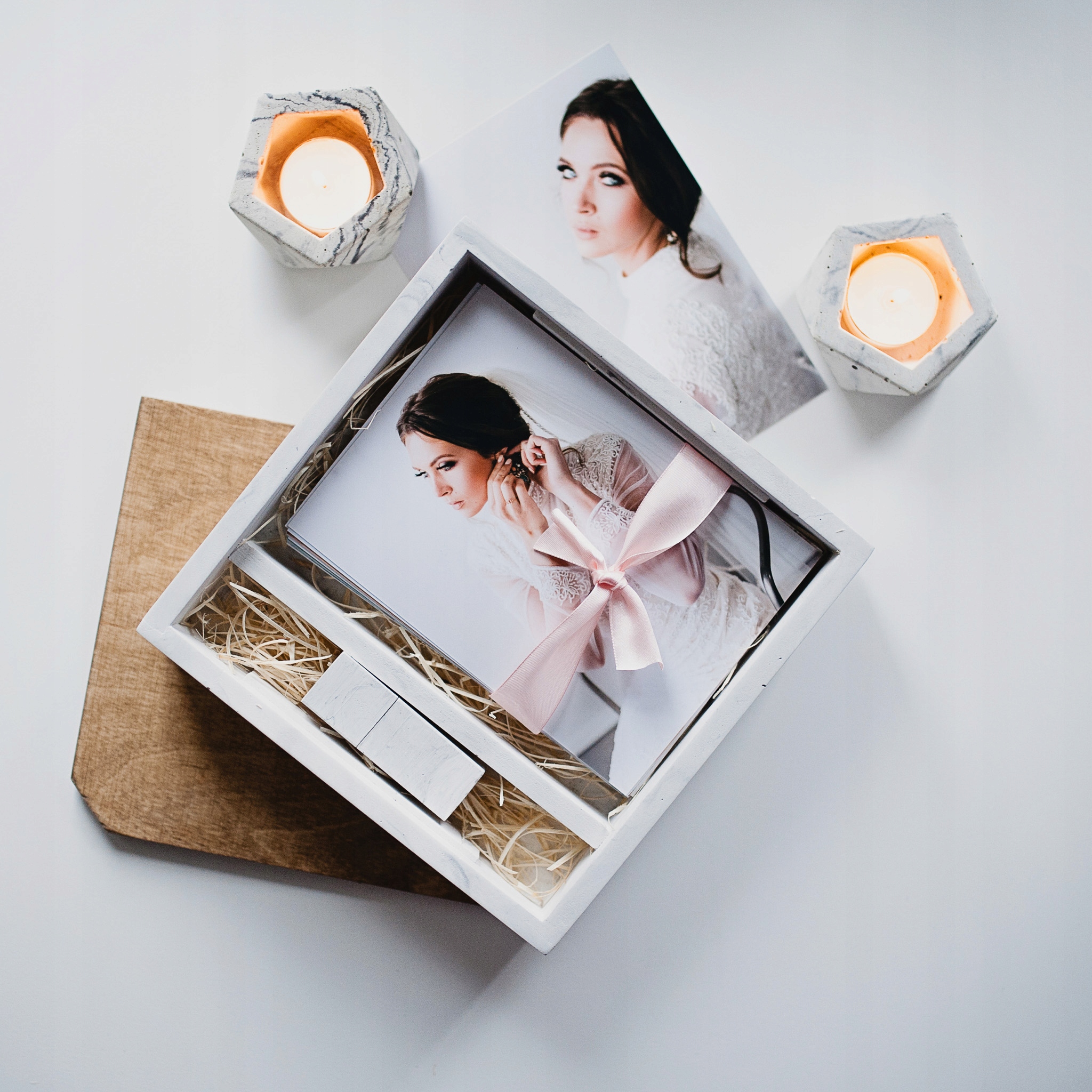 Betonowe pudełko na obrączki pendriv 13x18 grawerowane ślub chrzest