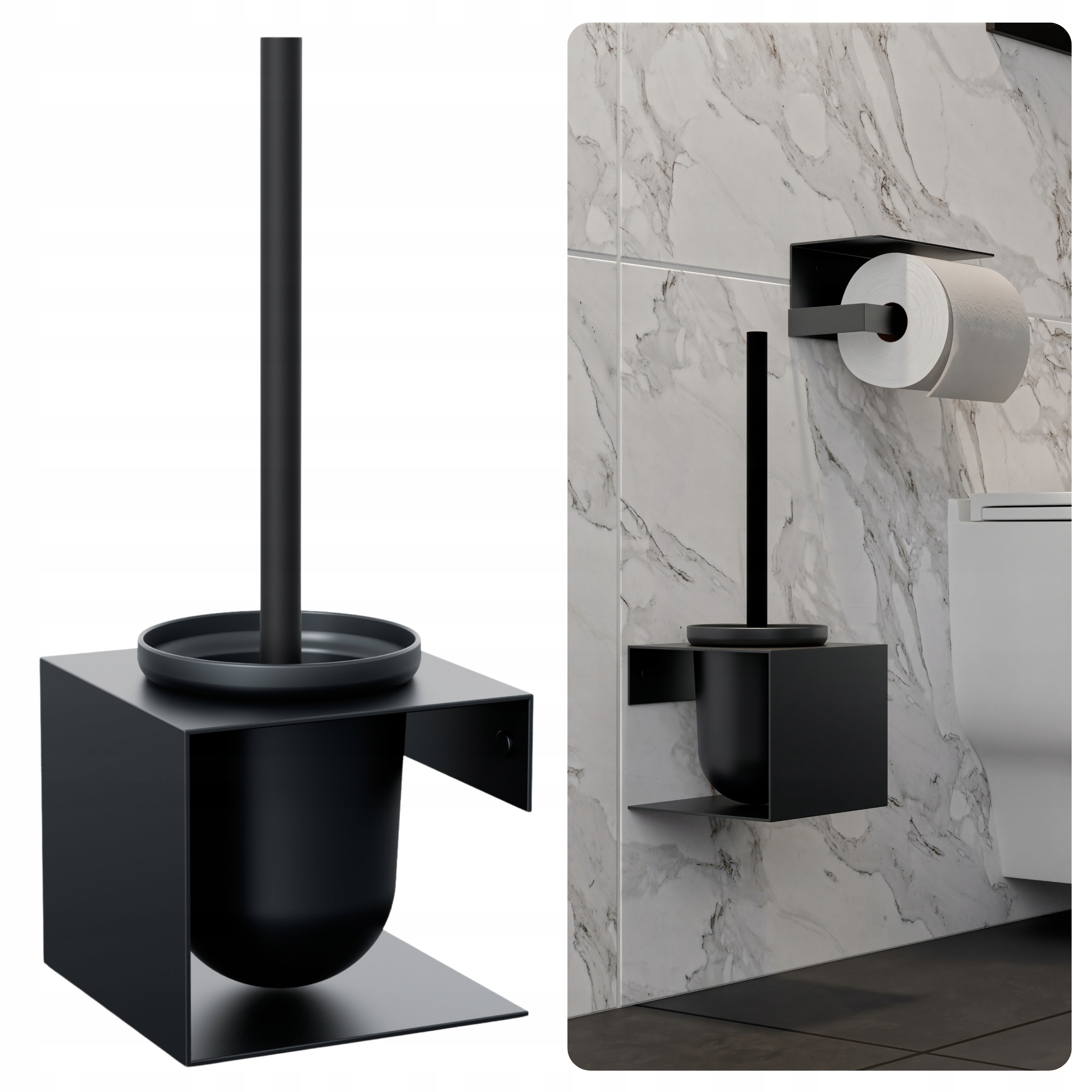 Wc Kartáč Lotus Závěsný Nástěnný Kovový, Ocelový, Loftový, Černý