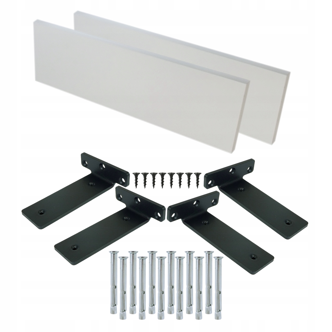 2 x nástěnné police bílé 40 x 20 cm, závěsná police, regál loftový držák