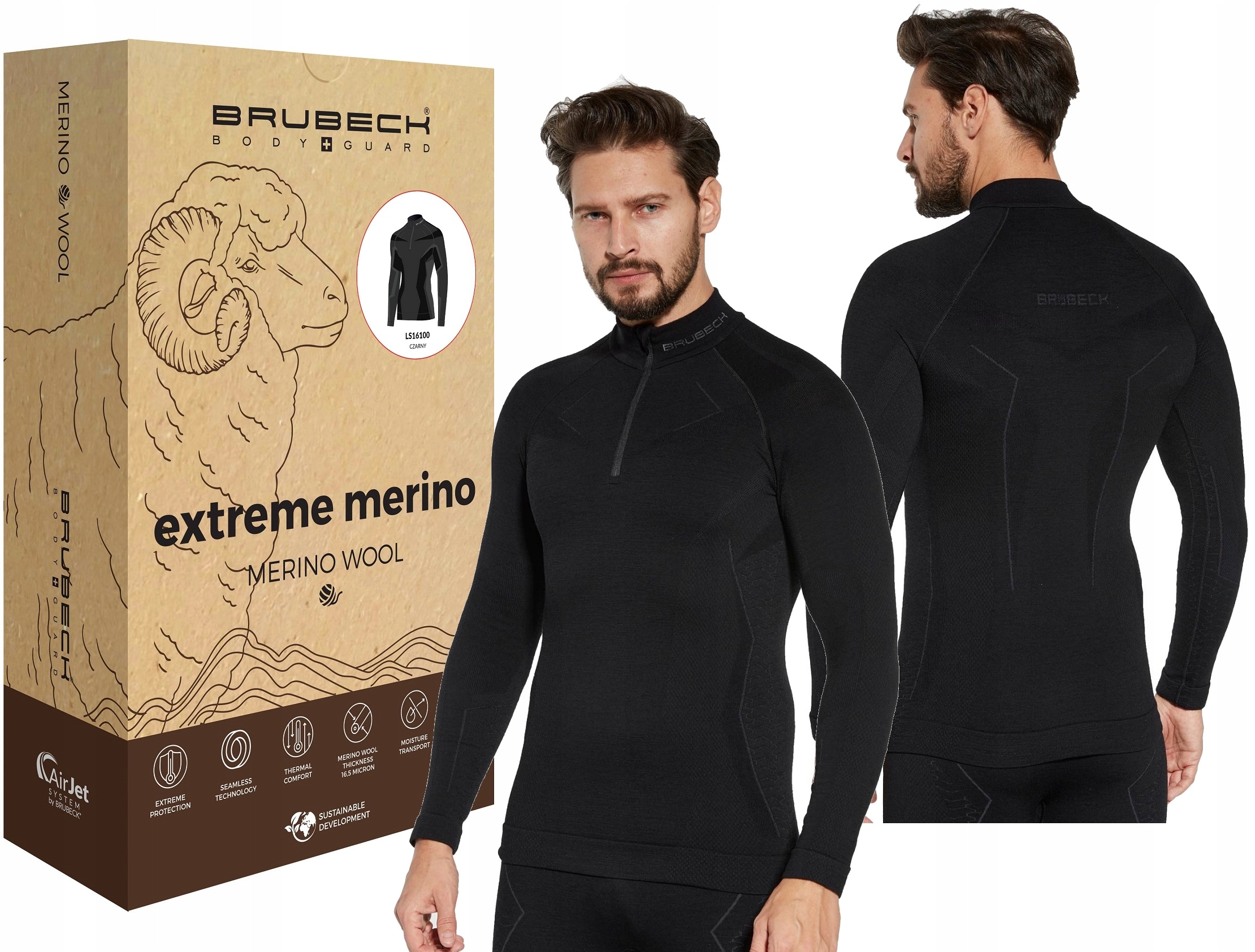 Narciarska Koszulka Termoaktywna Brubeck Wool -XL