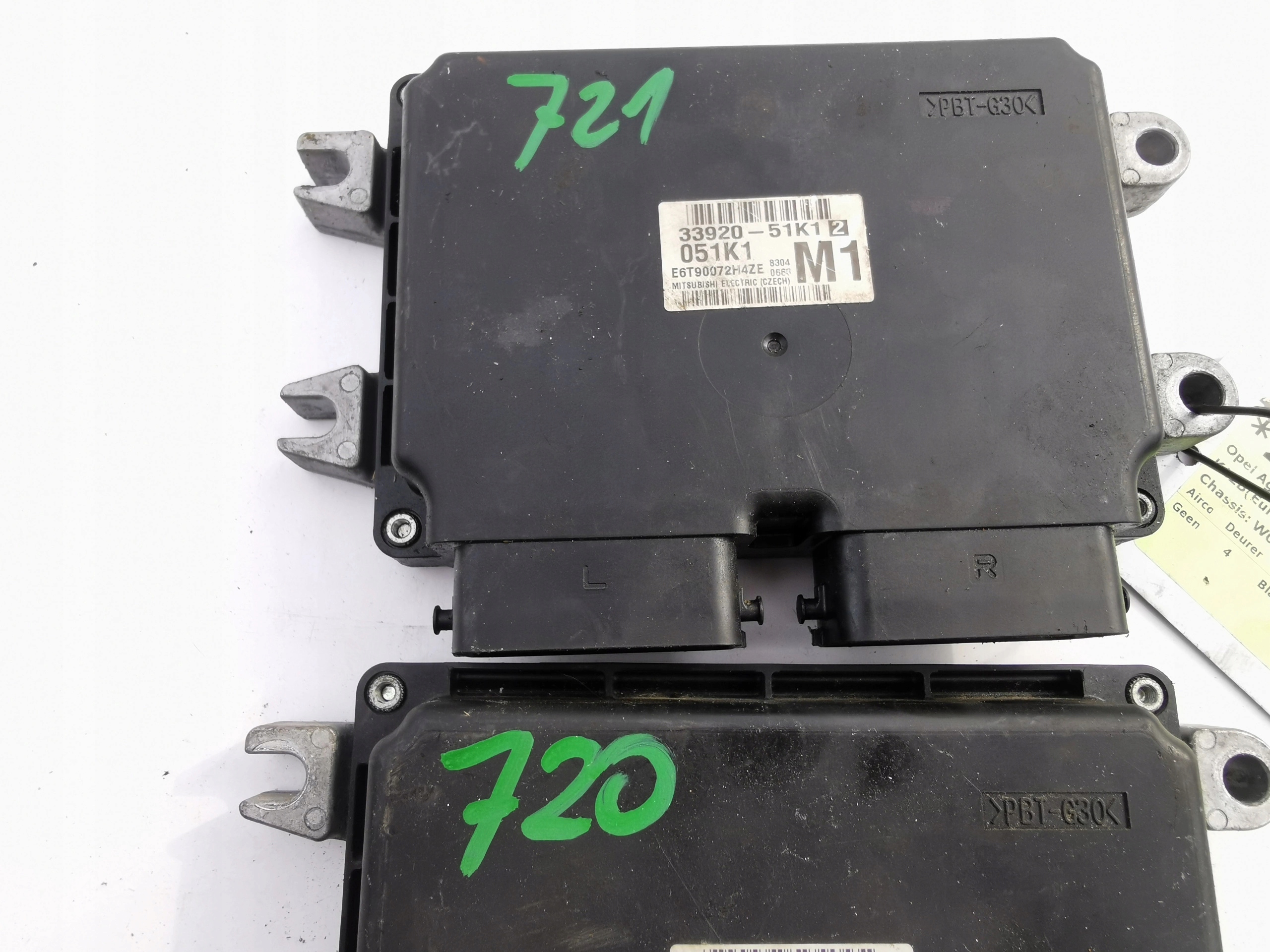 OPEL AGILA 1.2B 33920-51K12 E6T90072H4ZE computer