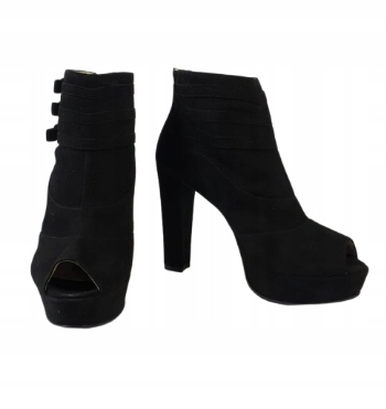 boty černé kotníkové boty podpatek By O La La 39 kůže