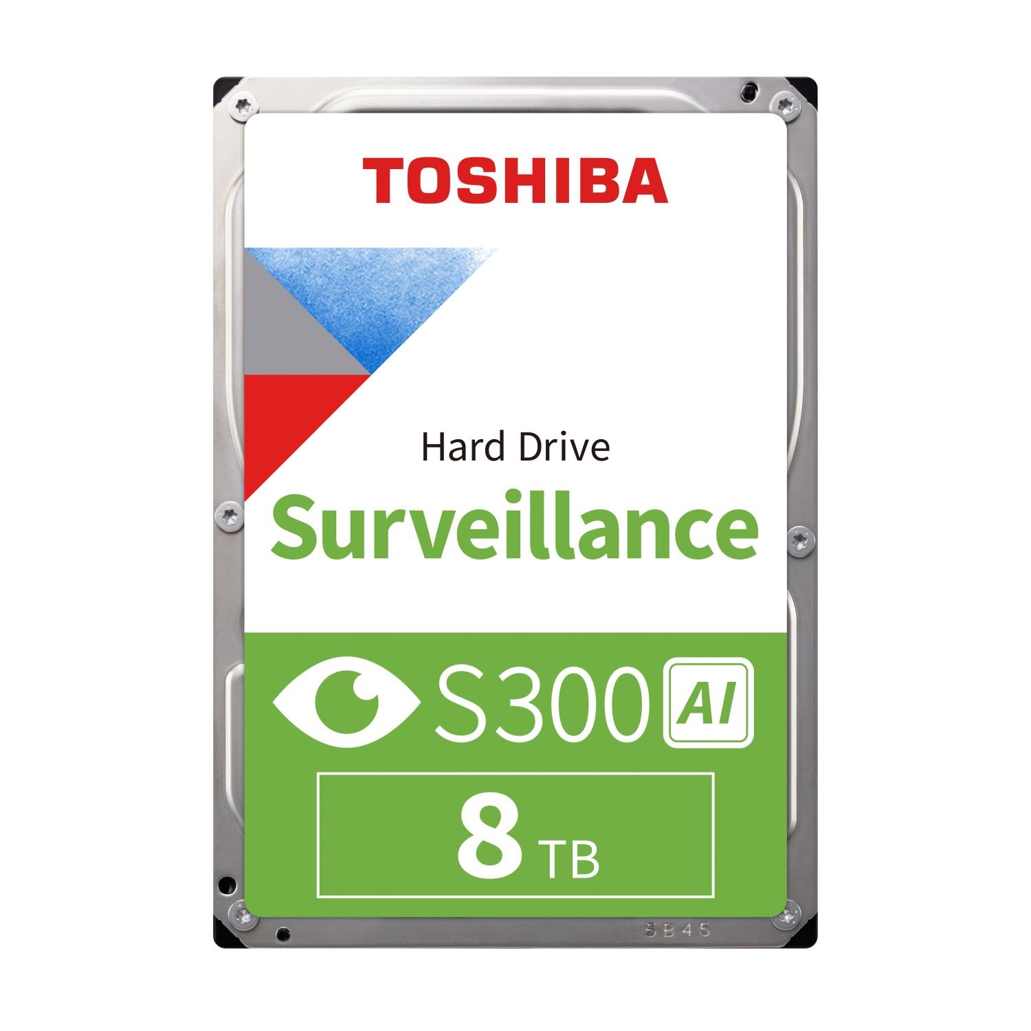 HDD Video Surveillance TOSHIBA S300 AI 8TB CMR, 3.5'', 512MB, 7200RPM, SATA, 64 cameras, 24/7, TBW: 550 — 2