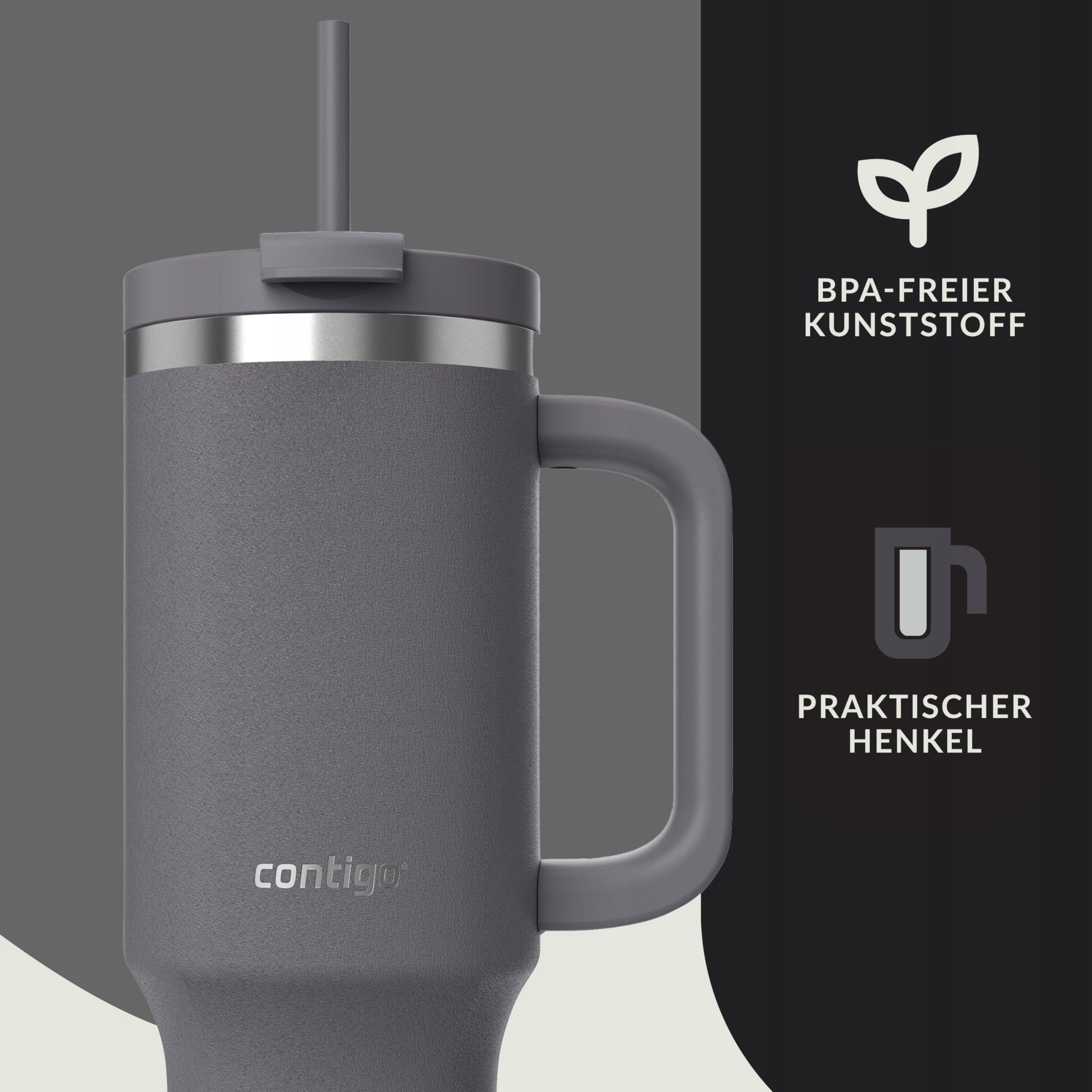 CONTIGO Butelka Termiczna Stalowa 1200 ml Z Uchem I Słomką BPA Free — miniatura 6