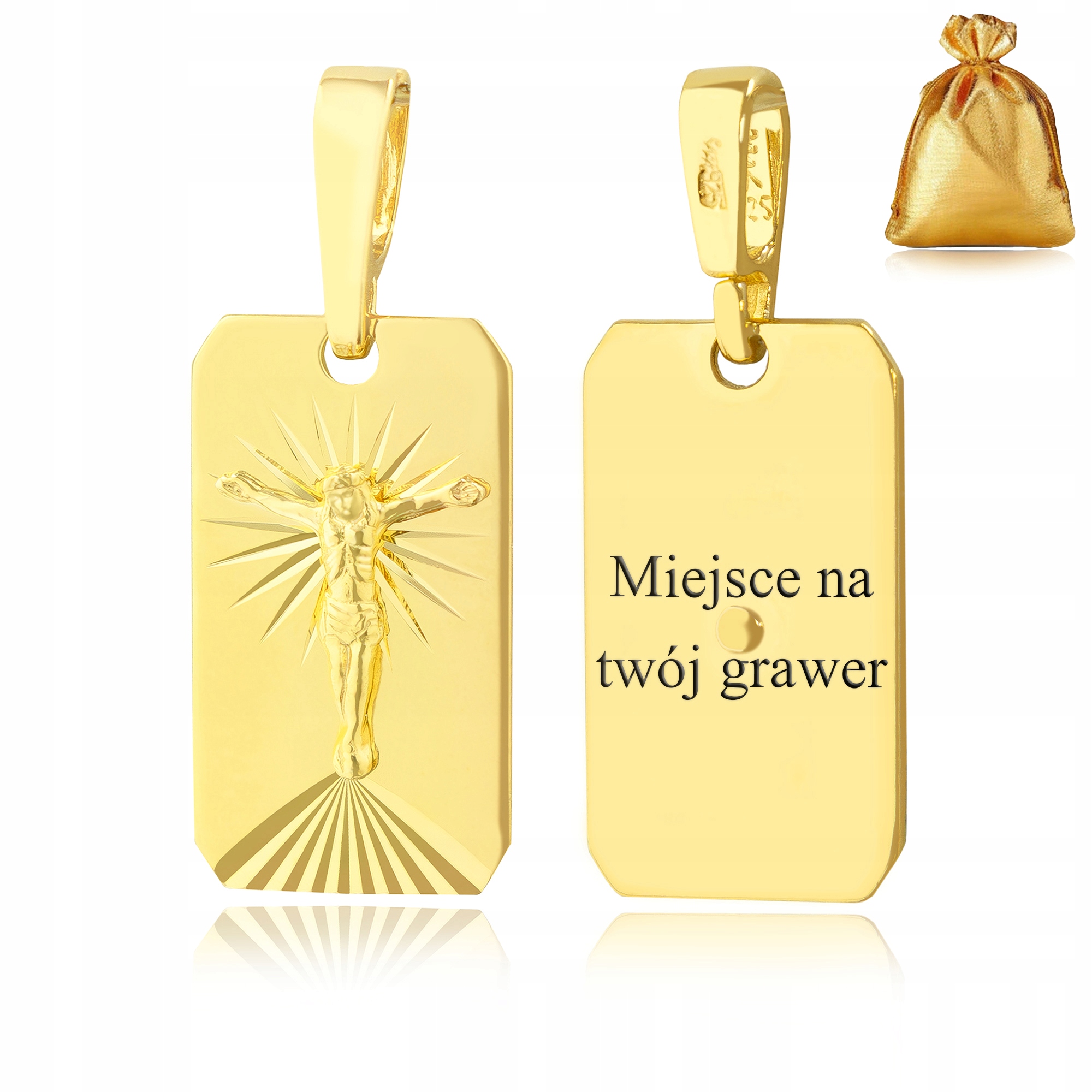 Zlatý Přívěsek Na Řetízek 925 Pánský Přívěsek Medailon K Prvnímu Svatému Přijímání Gravírování