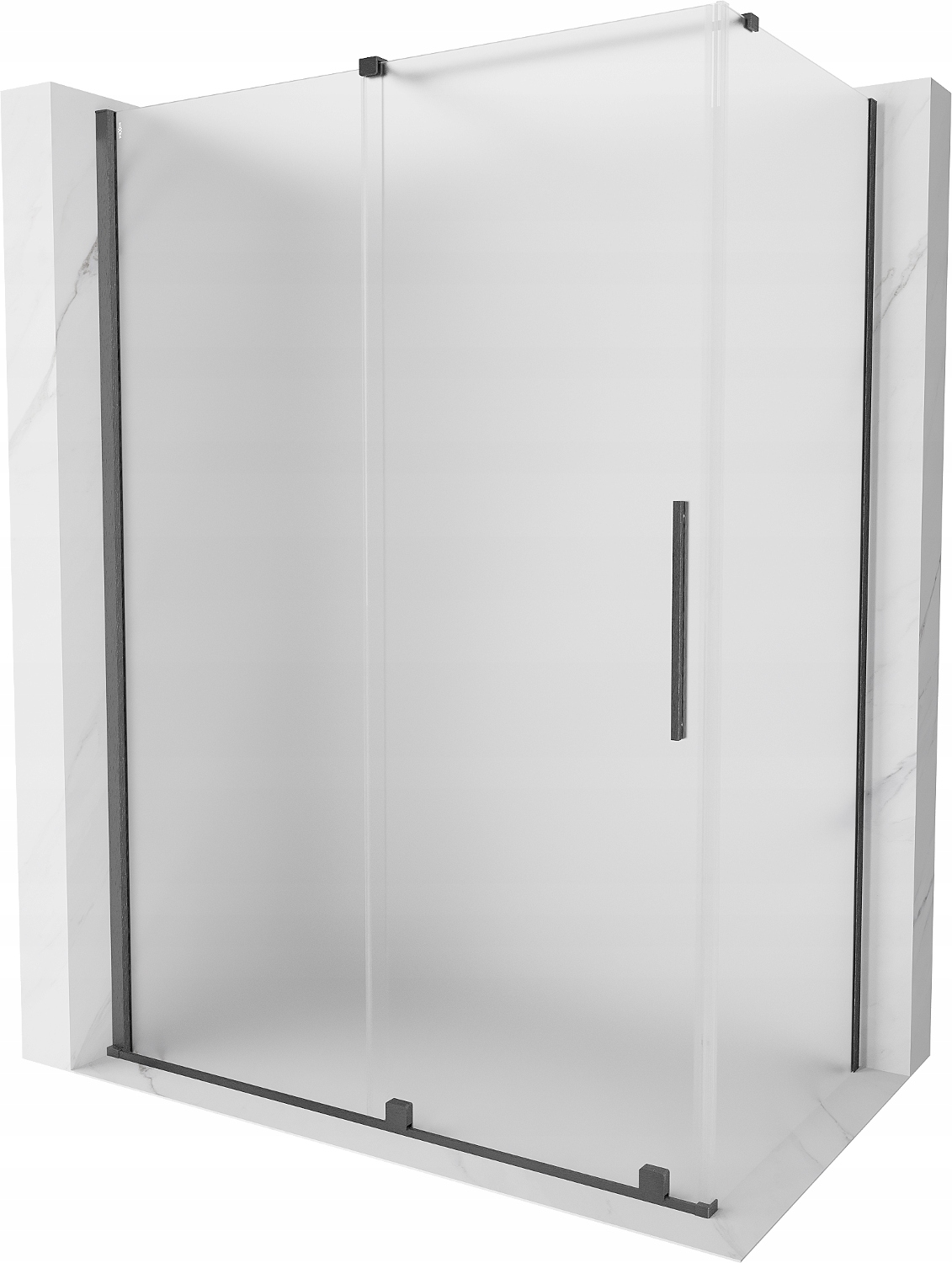 Sprchový kout Mexen Velar 160x90cm, mraz.glas., gun gray kartáč.